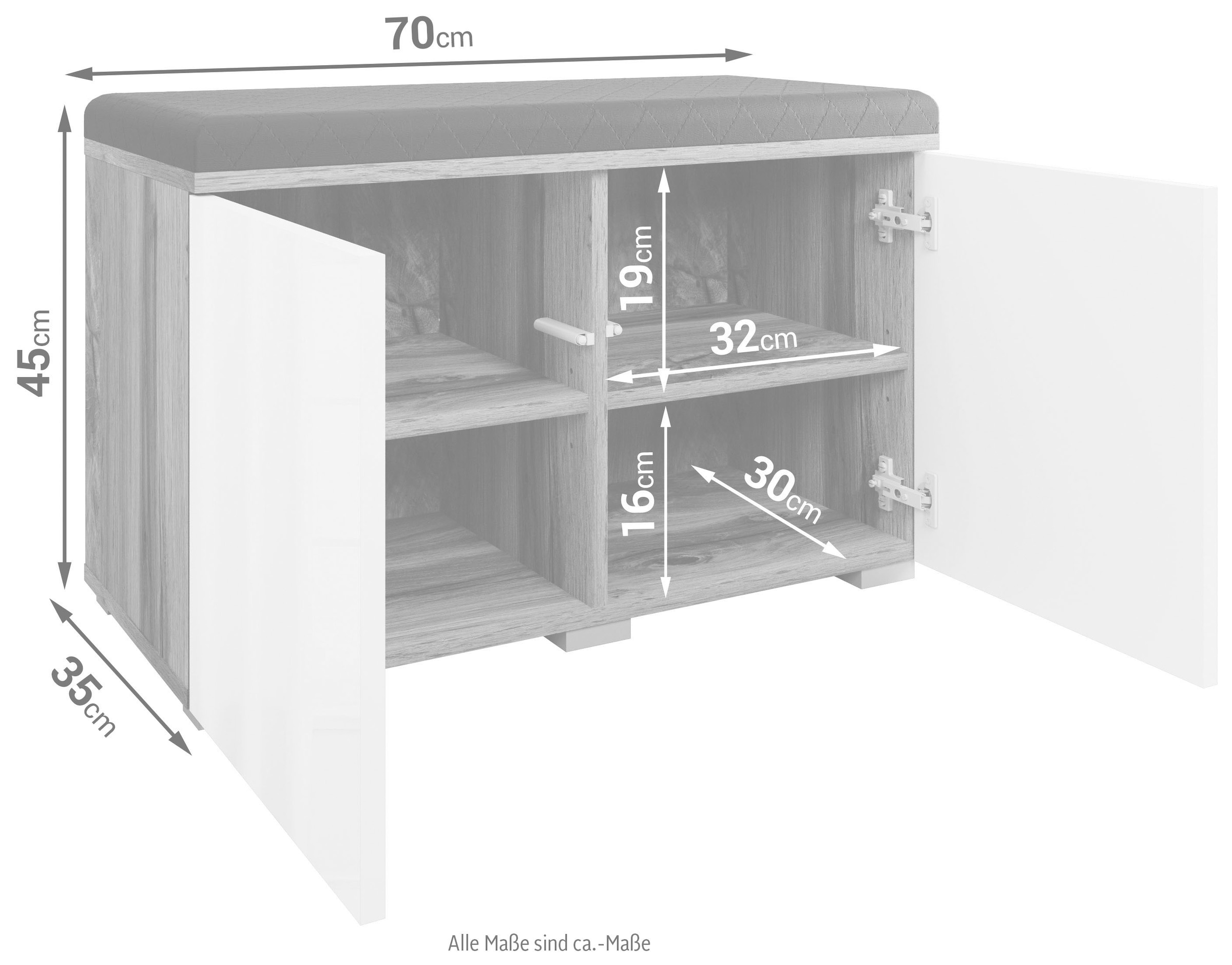 GOODproduct Sitzbank »Paris« inkl. Sitzkissen,  moderne Truhenbank B/T/H 70x35x45, Flurbank mit Sitz aus Kunstleder