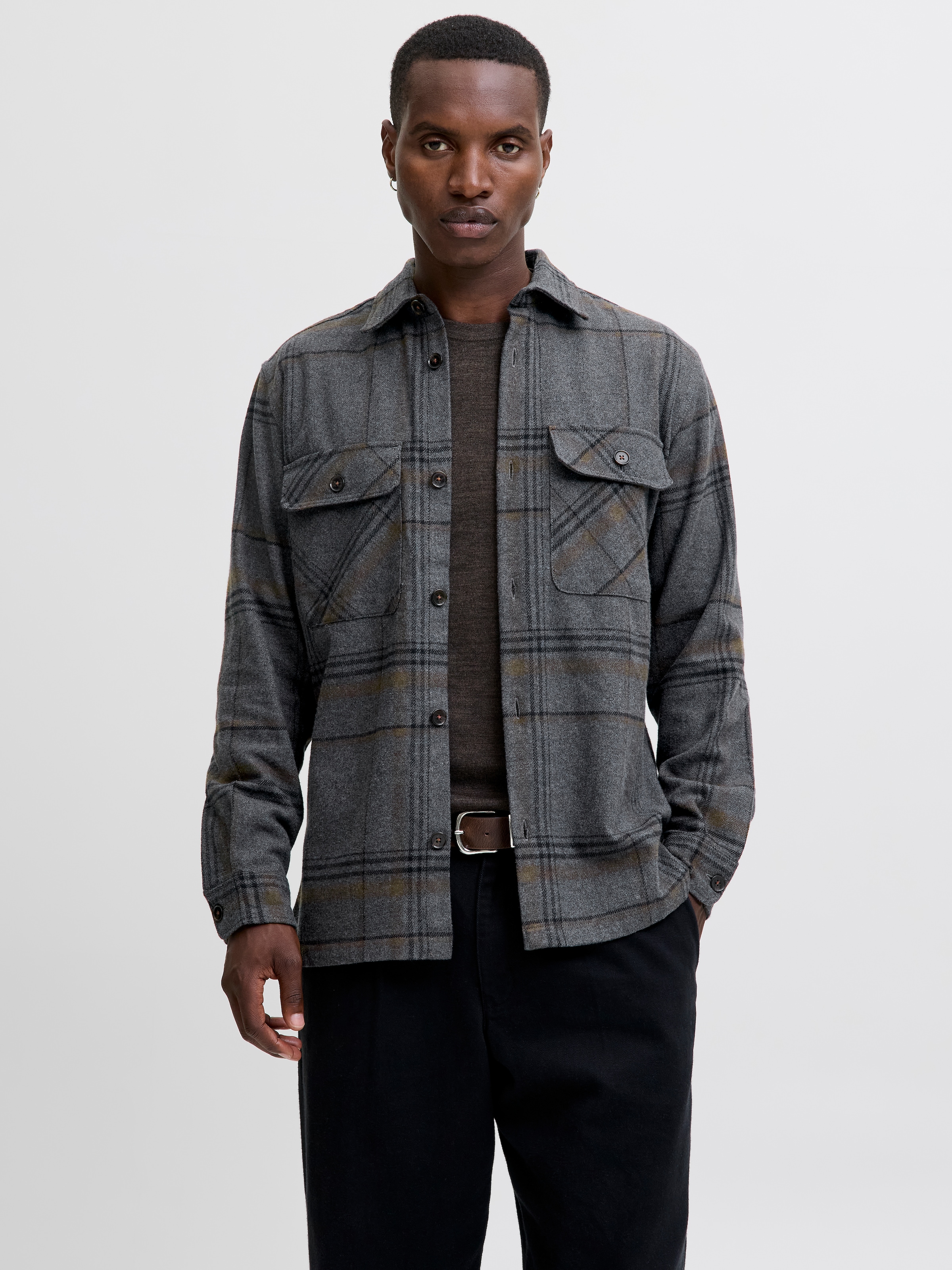Image of Jack & Jones Langarmhemd "JPRRAYLE MELANGE CHECK L/S OVERSHIRT SN"