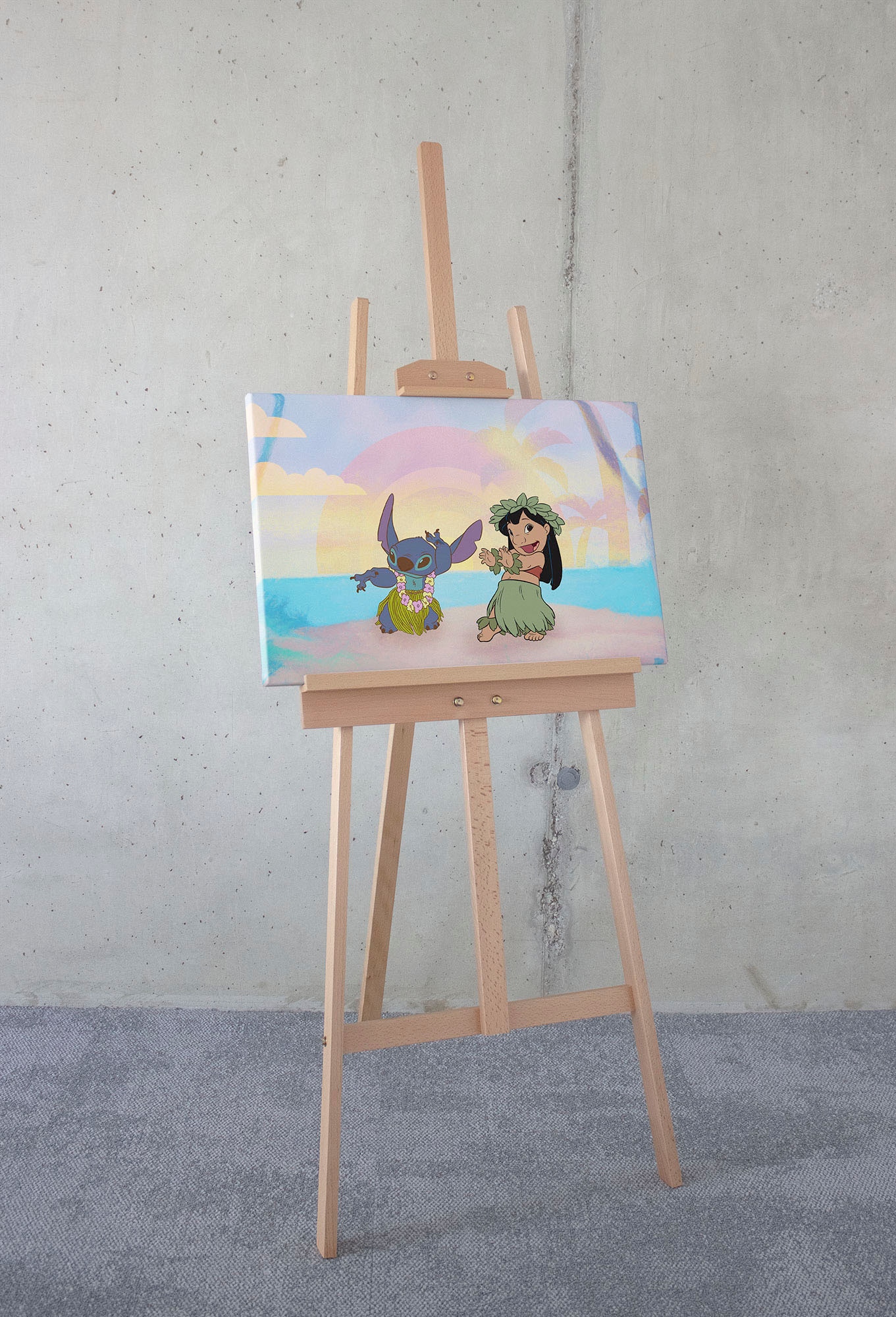 Image of Komar Leinwandbild "Lilo and Stitch Dancing - Grösse 60 x 40 cm" Disney 60 x 40 cm (Breite x Höhe), 1 Stk. tlg. Keilrahmenbild mit Echtholzrahmen, Kinderzimmer