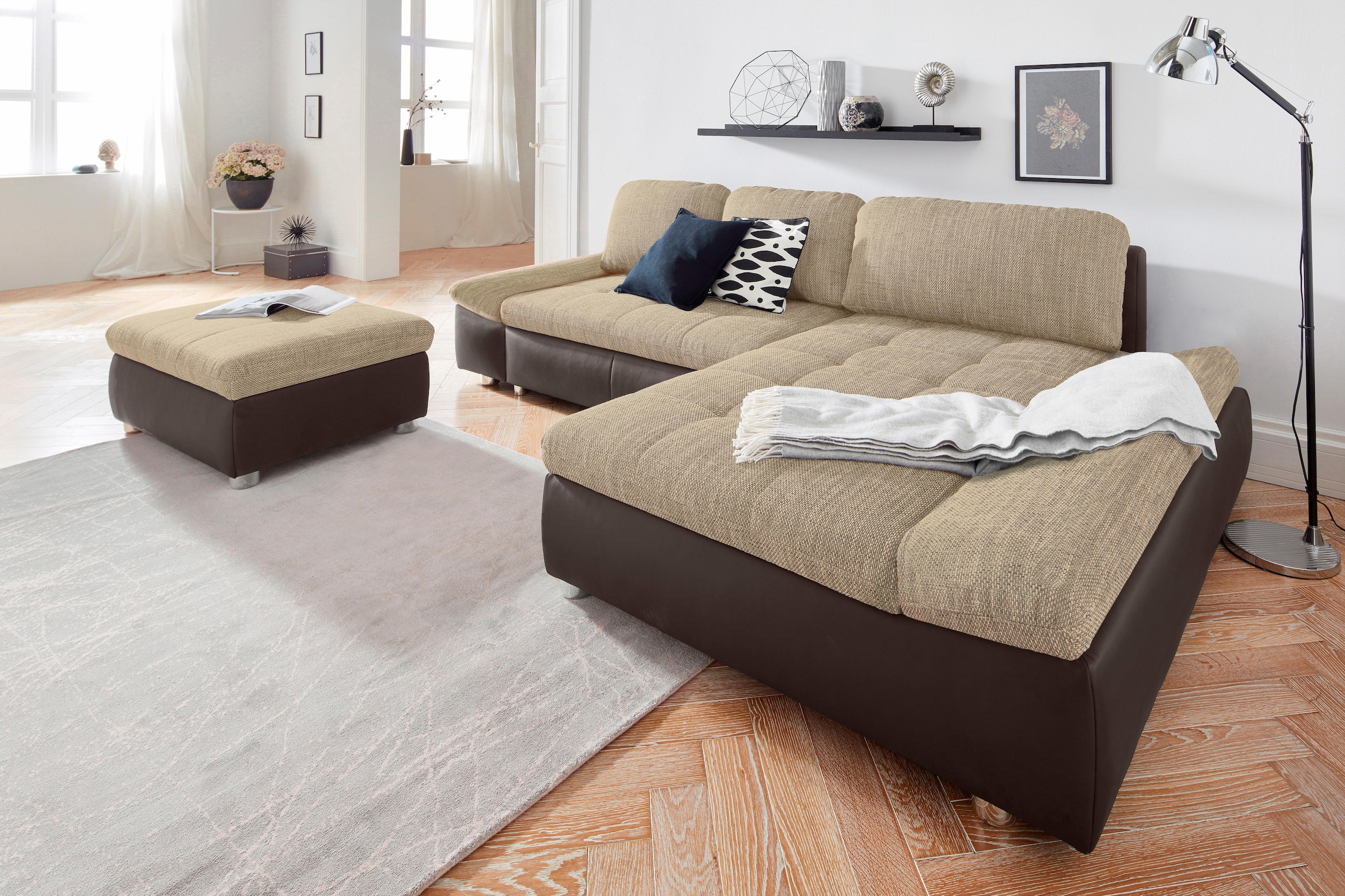 Ecksofa »Bergamo L-Form«, wahlweise mit Bettfunktion, Bettkasten und Armteilfunktion