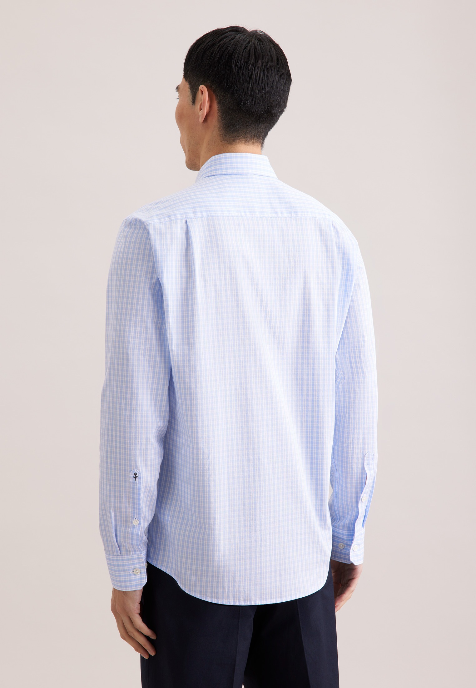 seidensticker Businesshemd Regular 1/1 Button-Down-Kragen Karo