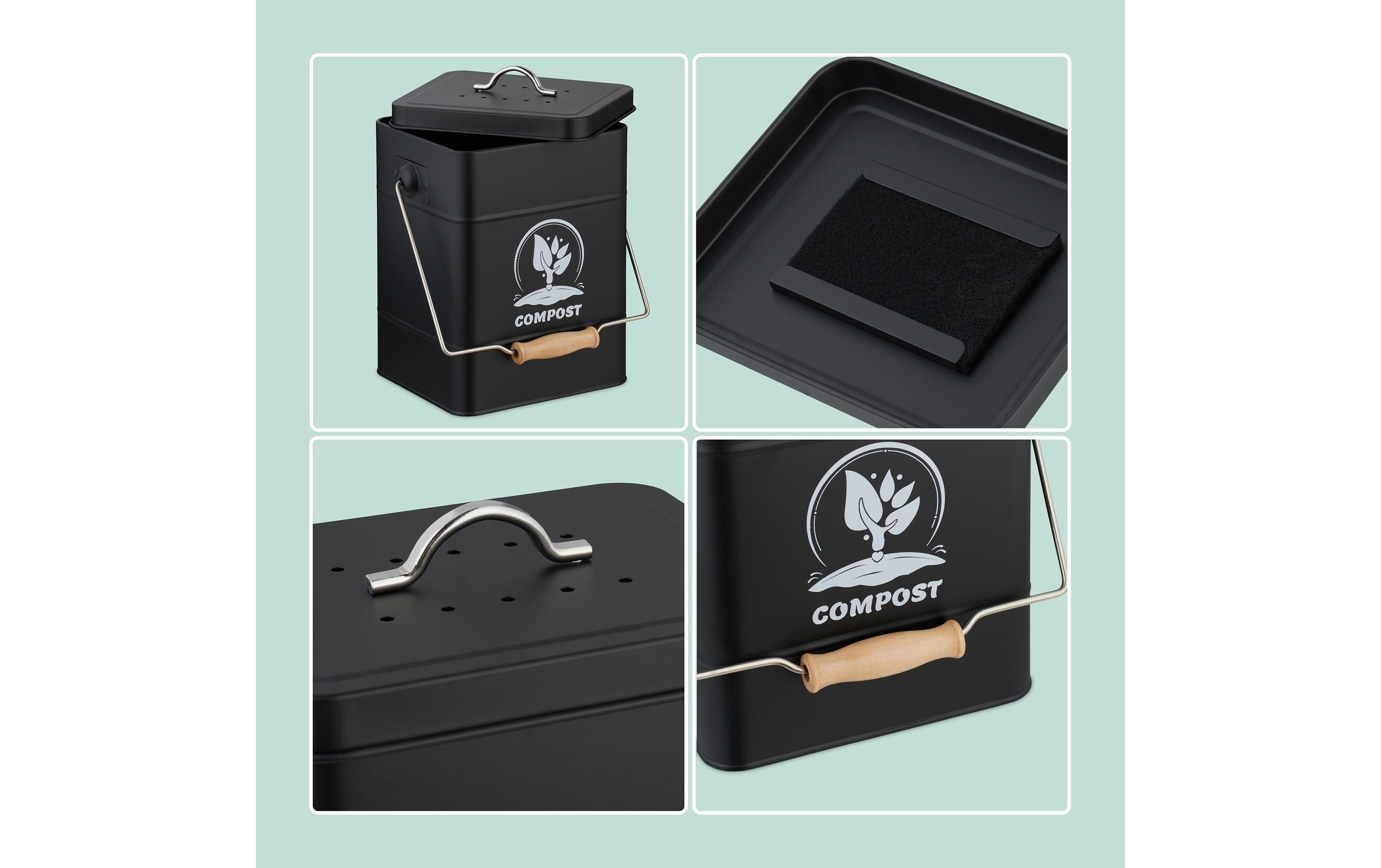 relaxdays Biomülleimer »mit Geruchsfilter, 6 l«