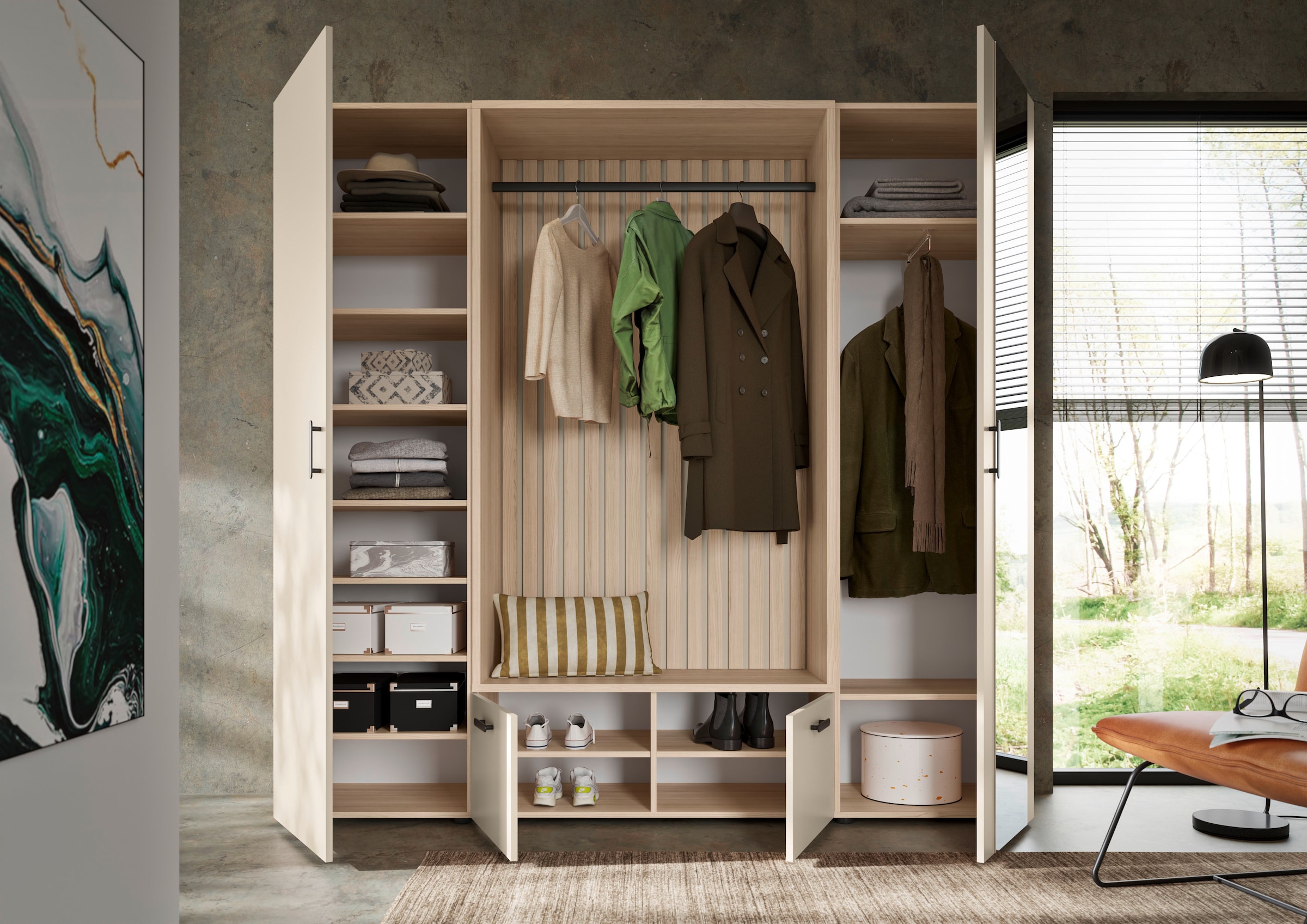HBZ Ensemble de vestiaires »Hannover Kompaktgarderobe B/H/T 210x200x45 cm« 4 cuis tlg.