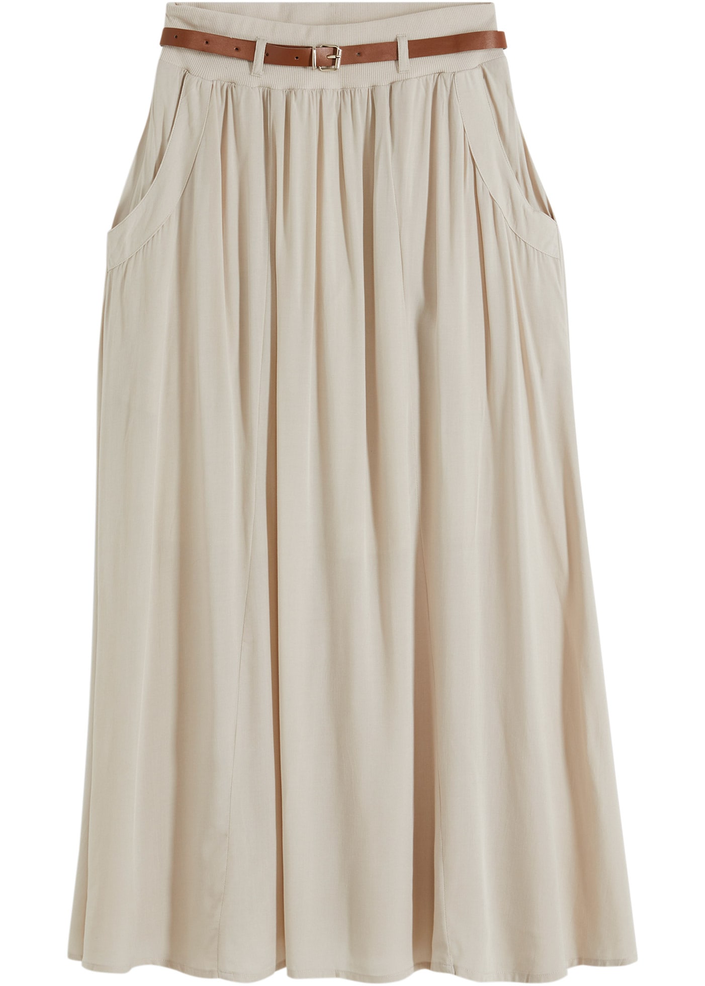 bonprix Maxi jupe »Maxirock mit Gürtel (2-tlg.Set)« Ensemble, 2 mit Gürtel, Maxilänge, ausgestellte Passform, mit Eingrifftaschen
