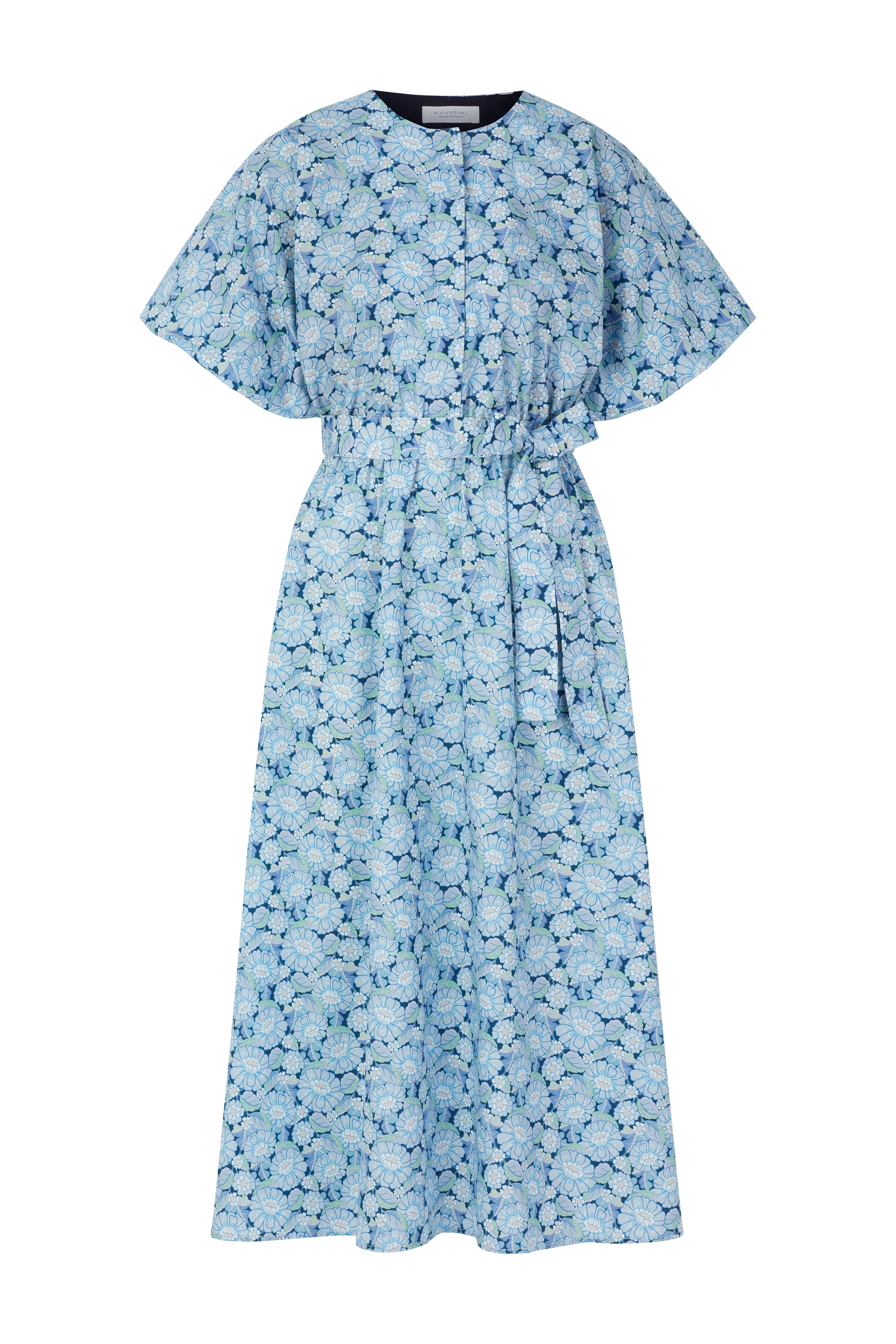 RICHROYAL Robe midi Sans poche imprimé Liberty, avec ceinture à nouer