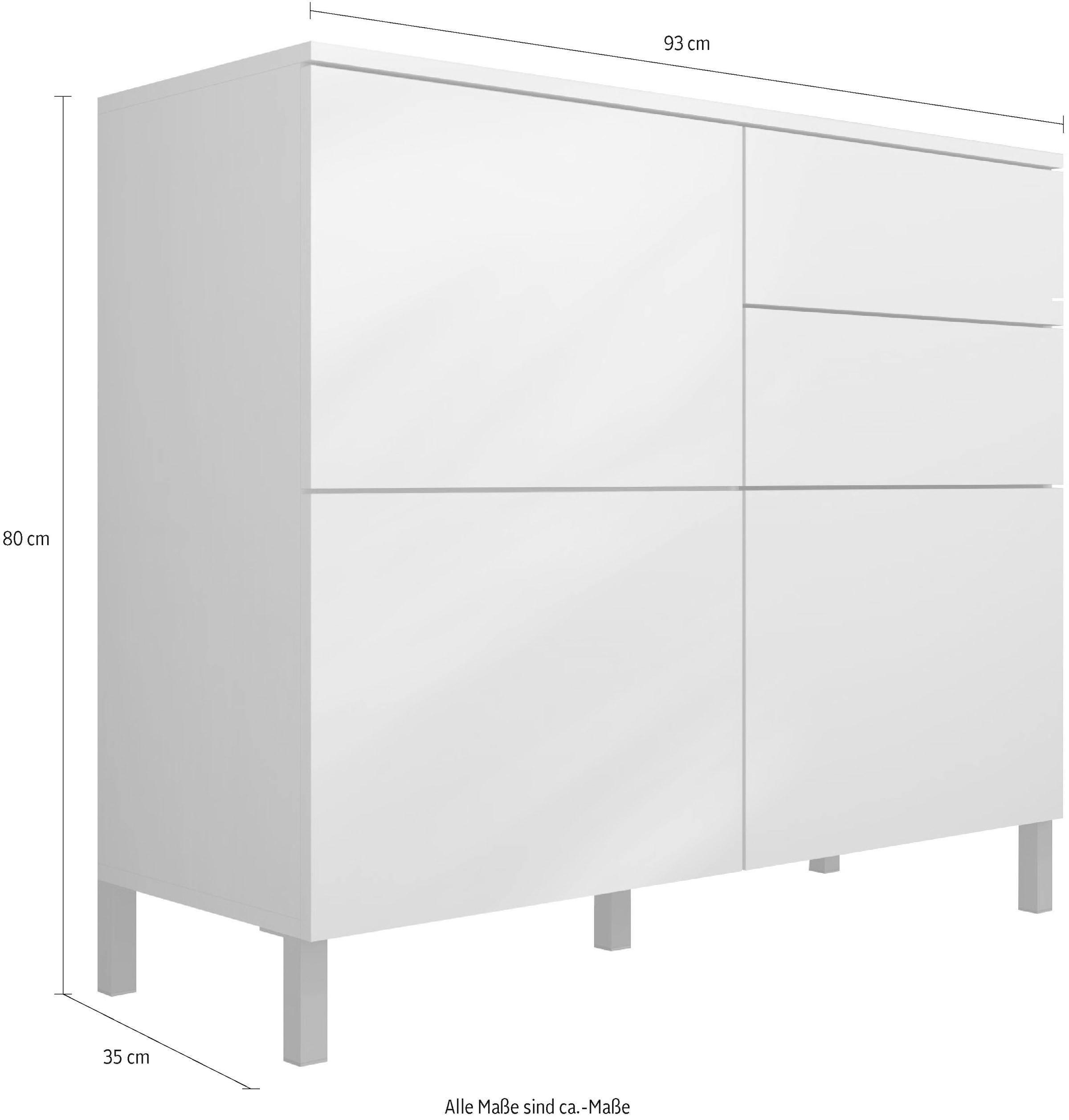 borchardt Möbel Kommode »Haama, modern, grifflos, Metallfüsse, praktisch,  2 Türen« Push-To-Open, verstellbare Einlegeböden, viel Stauraum, Breite 93cm