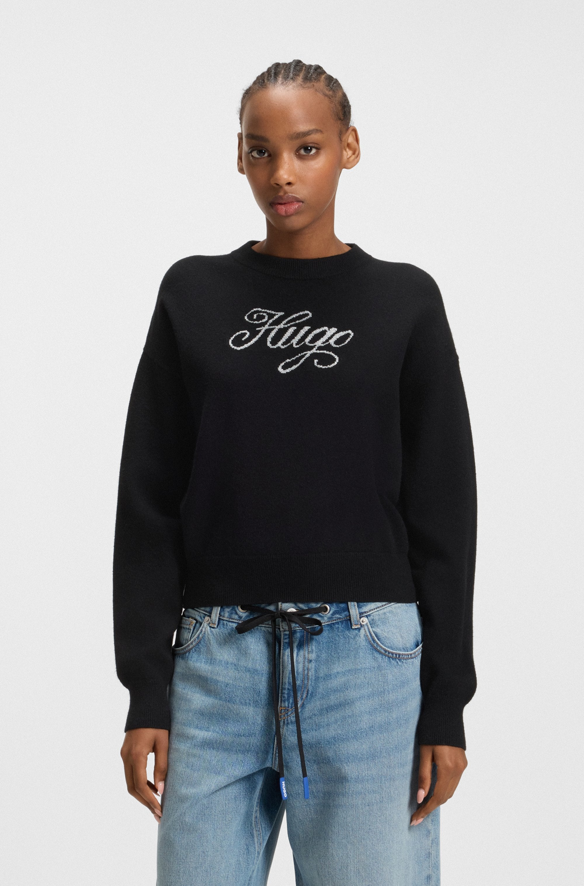 Image of HUGO Strickpullover "Slogix" mit Swirl-Logo