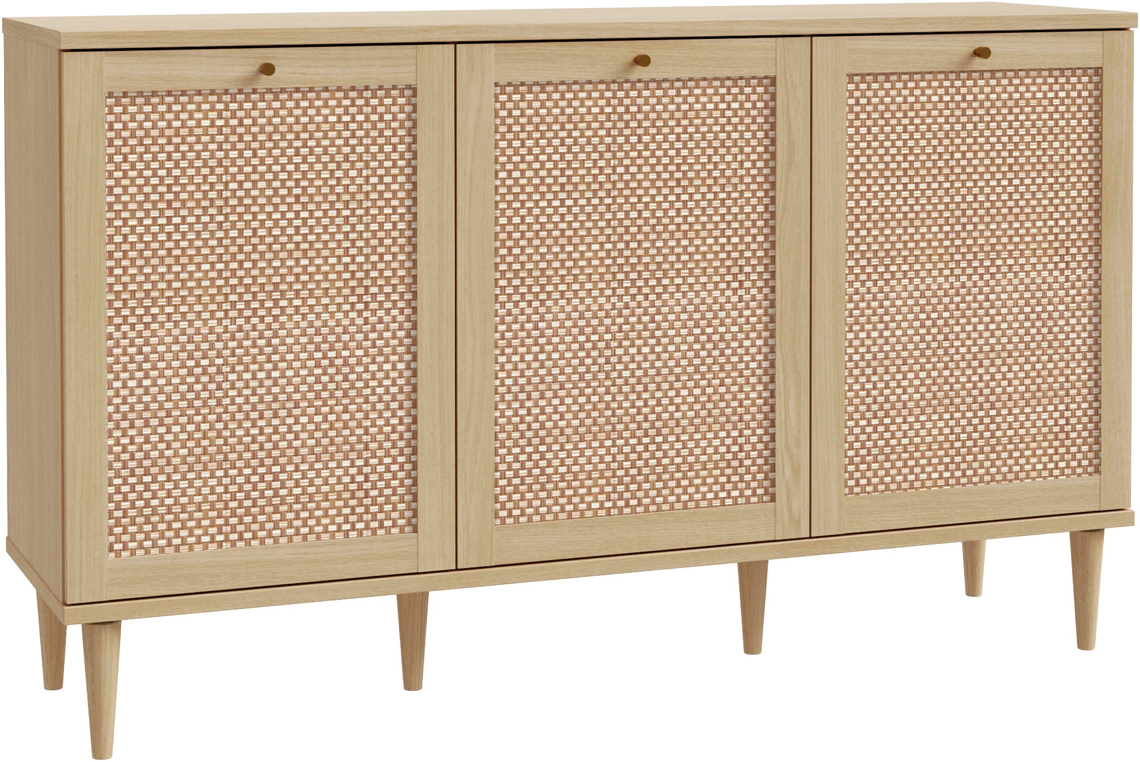 Image of GOODproduct Sideboard "ELLIAN mit Wiener Geflechtoptik, 3 Türen, Boho Stil, Vintage" Holzfüsse, Metallgriffe, Made in EU, viel Stauraum, FSC zertifiziert