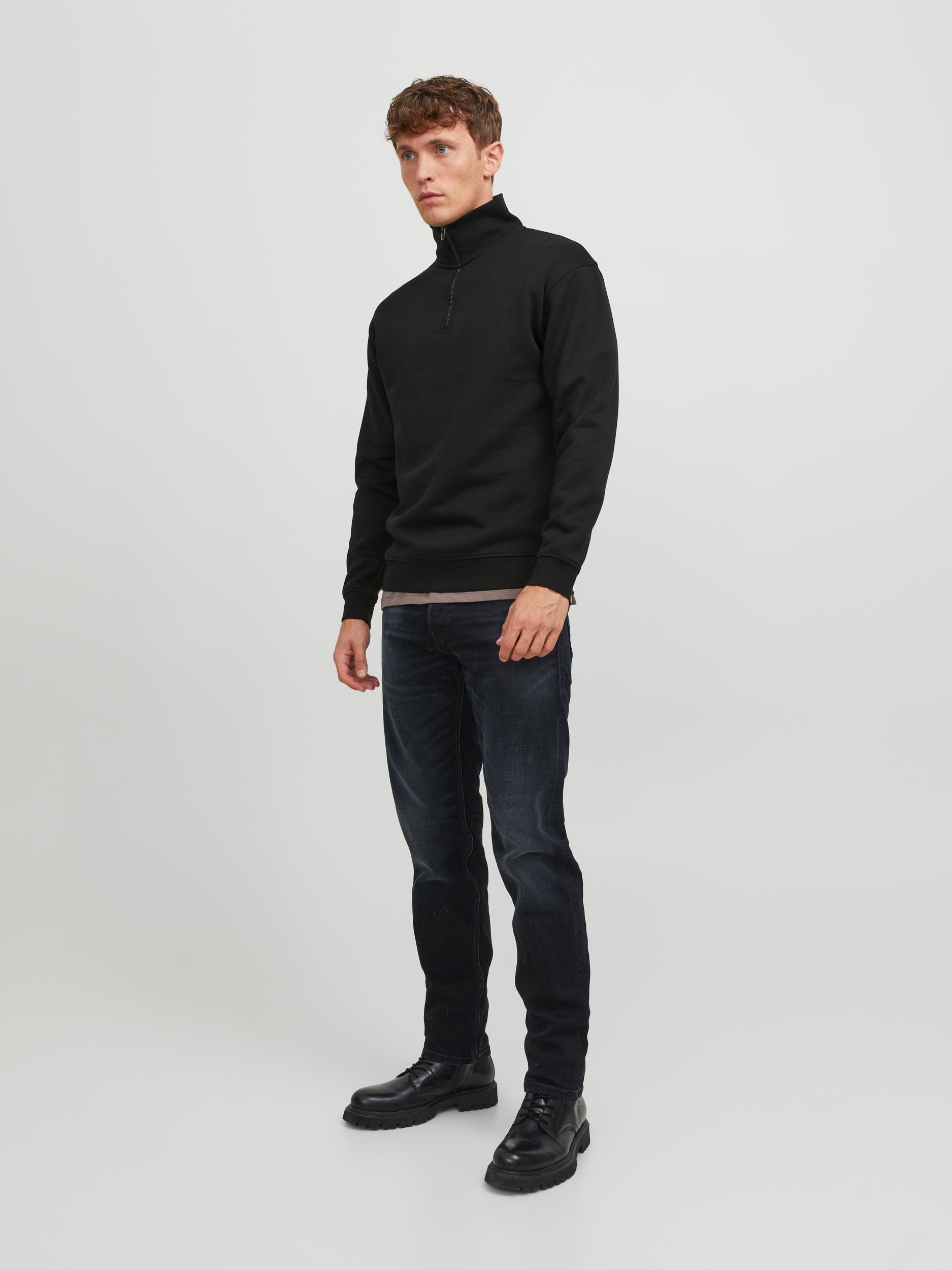 Jack & Jones Sweat-shirt »JJEBRADLEY SWEAT HALF ZIP NOOS«, mélange de matières, coupe décontractée
