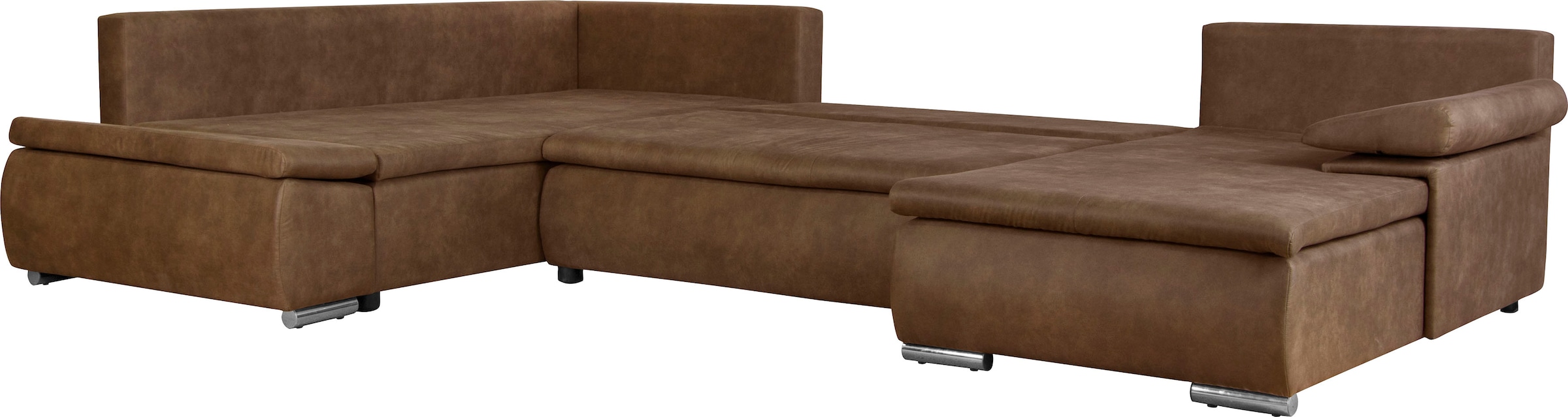 Home affaire Wohnlandschaft »Acra U-Form« mit Bettfunktion und Bettkasten, in Mattenoptik