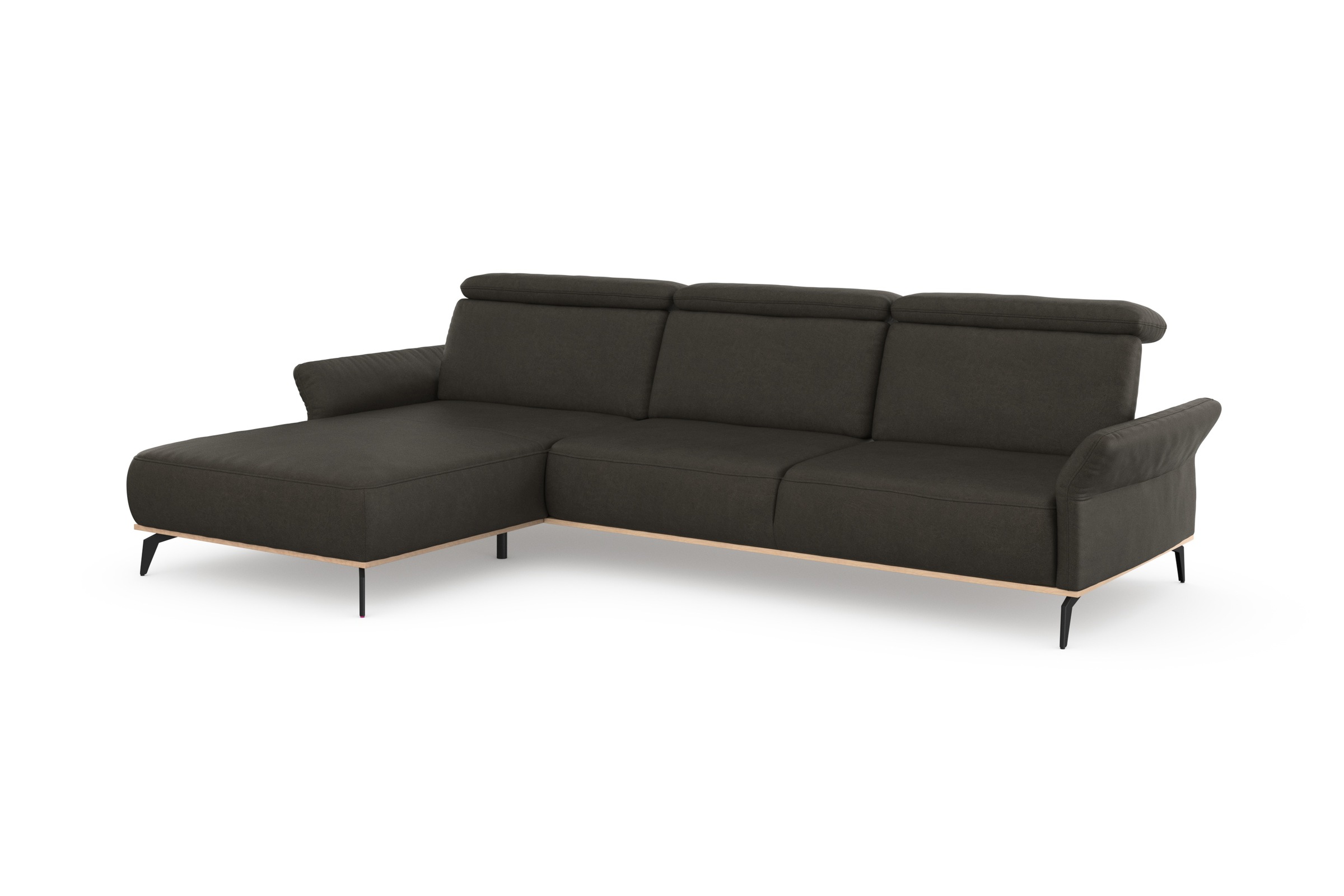 Places of Style Ecksofa »Fjord L-Form«, massiv, wahlweise mit Armlehnfunktion, Kopf- Sitztiefenverstellung
