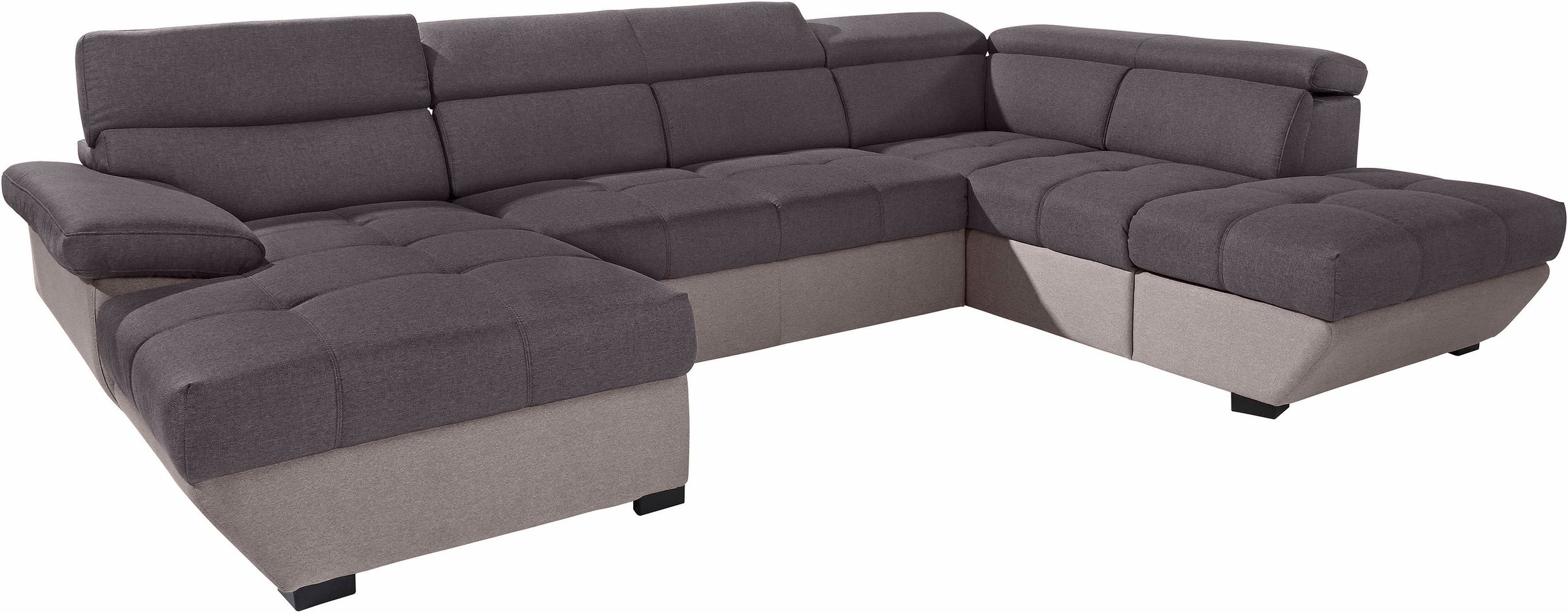 COTTA Polstergarnitur »Speedway U-Form«, (Set), Set bestehend aus: Wohnlandschaft mit Kopfteilverstellung & Hocker