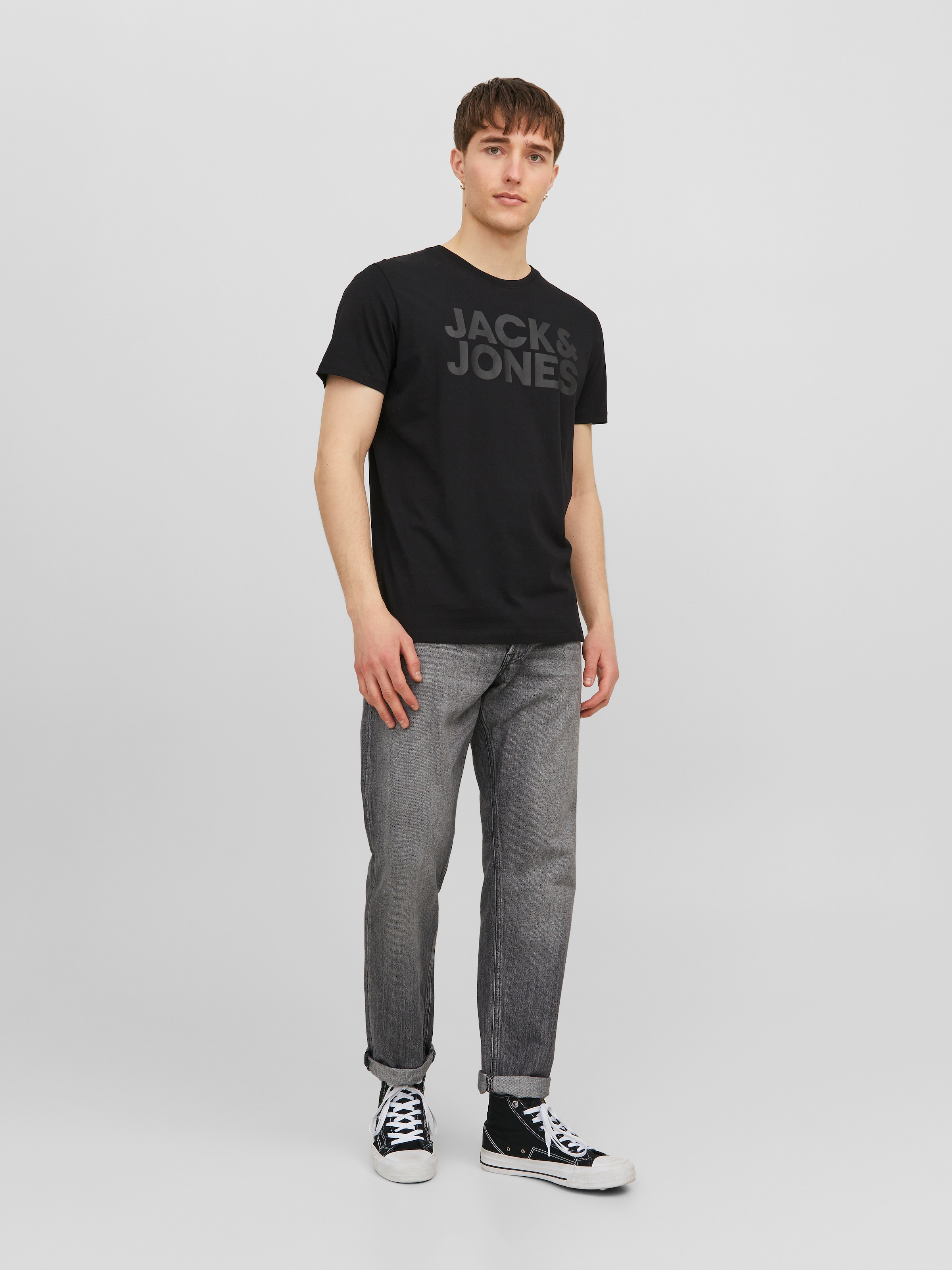 Jack & Jones Rundhalsshirt »JJECORP mit Logo-Print und klassischem Rundhals« Baumwolle, regular fit