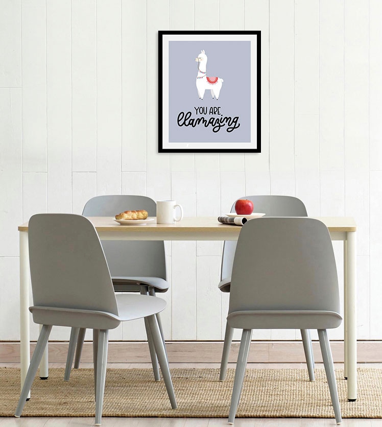 Image of queence Bild "Llamazing" Alpaka Schriftzug Tiere 1 Stk. tlg. gerahmt