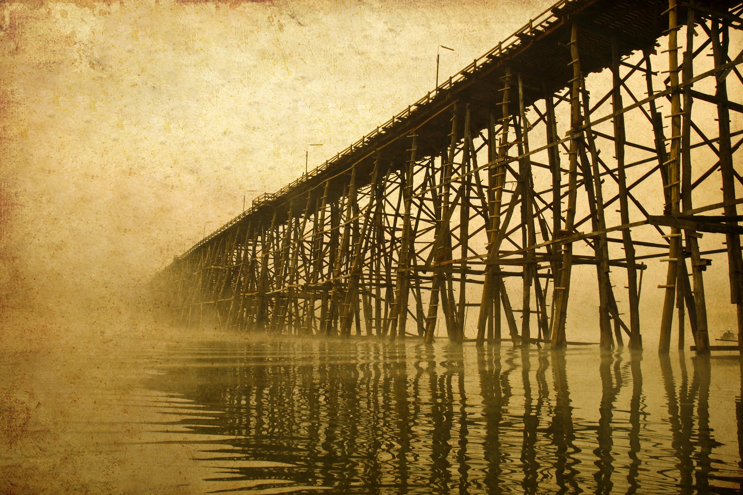 Image of Papermoon Fototapete »PIER-SEPIA VINTAGE WANDBILD MEER STRAND STEG OZEAN XXL«, Vliestapete, hochwertiger Digitaldruck, inklusive Kleister bei Ackermann Versand Schweiz