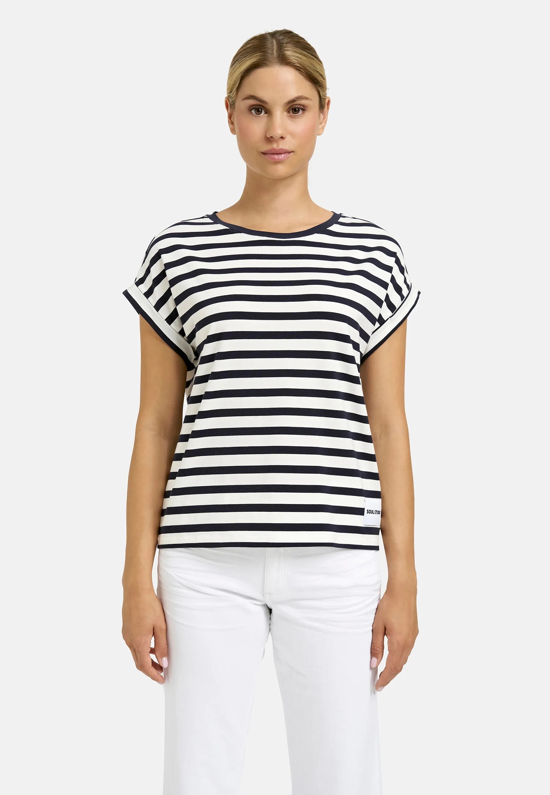 Image of Smith & Soul T-Shirt im gestreiften Design, Rundhalsform