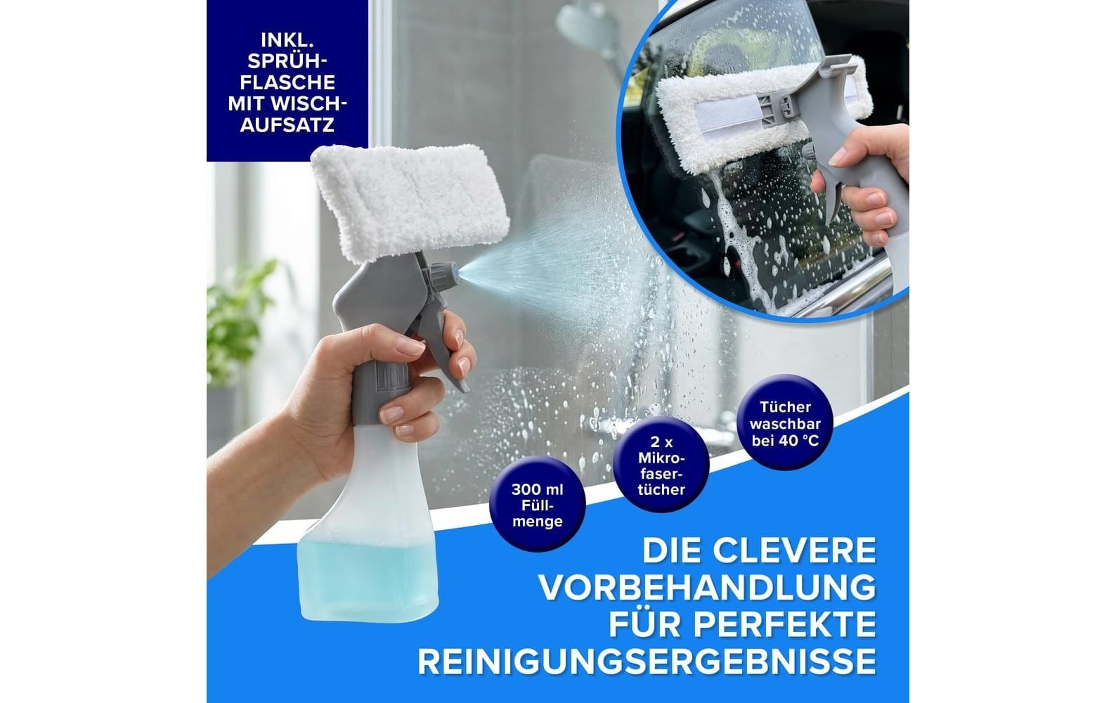Image of Lumaland Akku-Fenstersauger "CLEANmaxx 3,7 V" Kabelloser Fensterreiniger mit Absaugfunktion