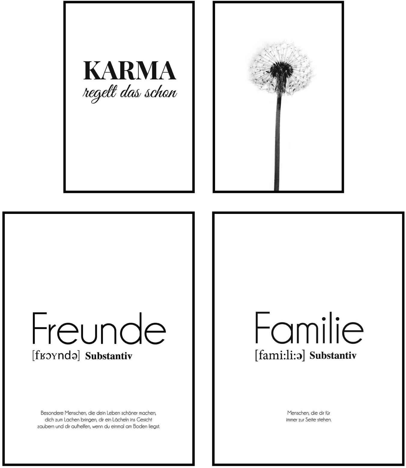 Image of Reinders! Wandbild »Wandbilder Set Modernes Glück Freunde - Liebe - Modern - Zusammen - Glück«, Schriftzug, (4 St.) bei Ackermann Versand Schweiz