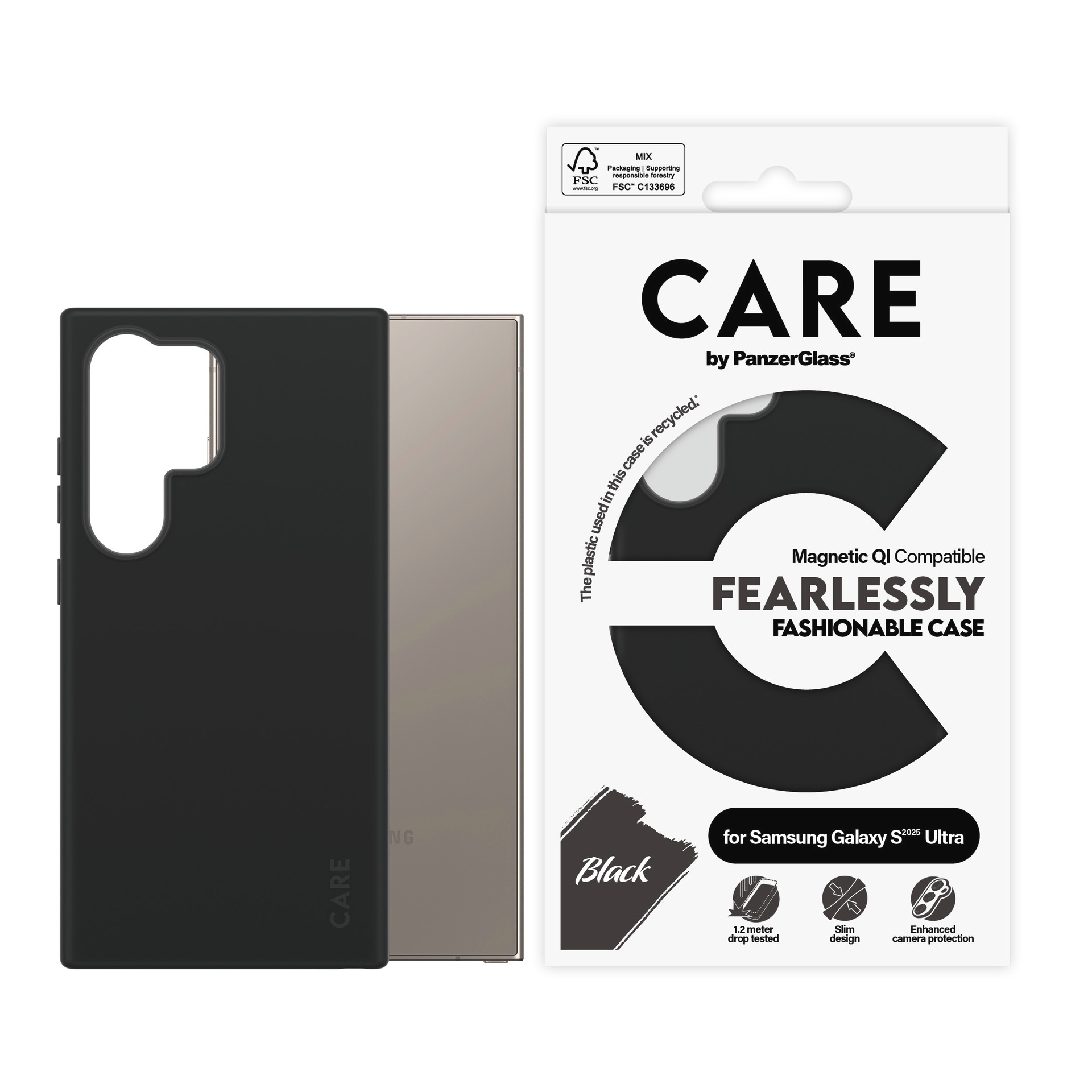 CARE by PanzerGlass Housse pour téléphone portable »Magnetic QI Fearlessly Fashionable Case für Samsung Galaxy S25 Plus« smartphones coque arrière, housse de protection, housse pour téléphone, étui, coque de protection, antichoc
