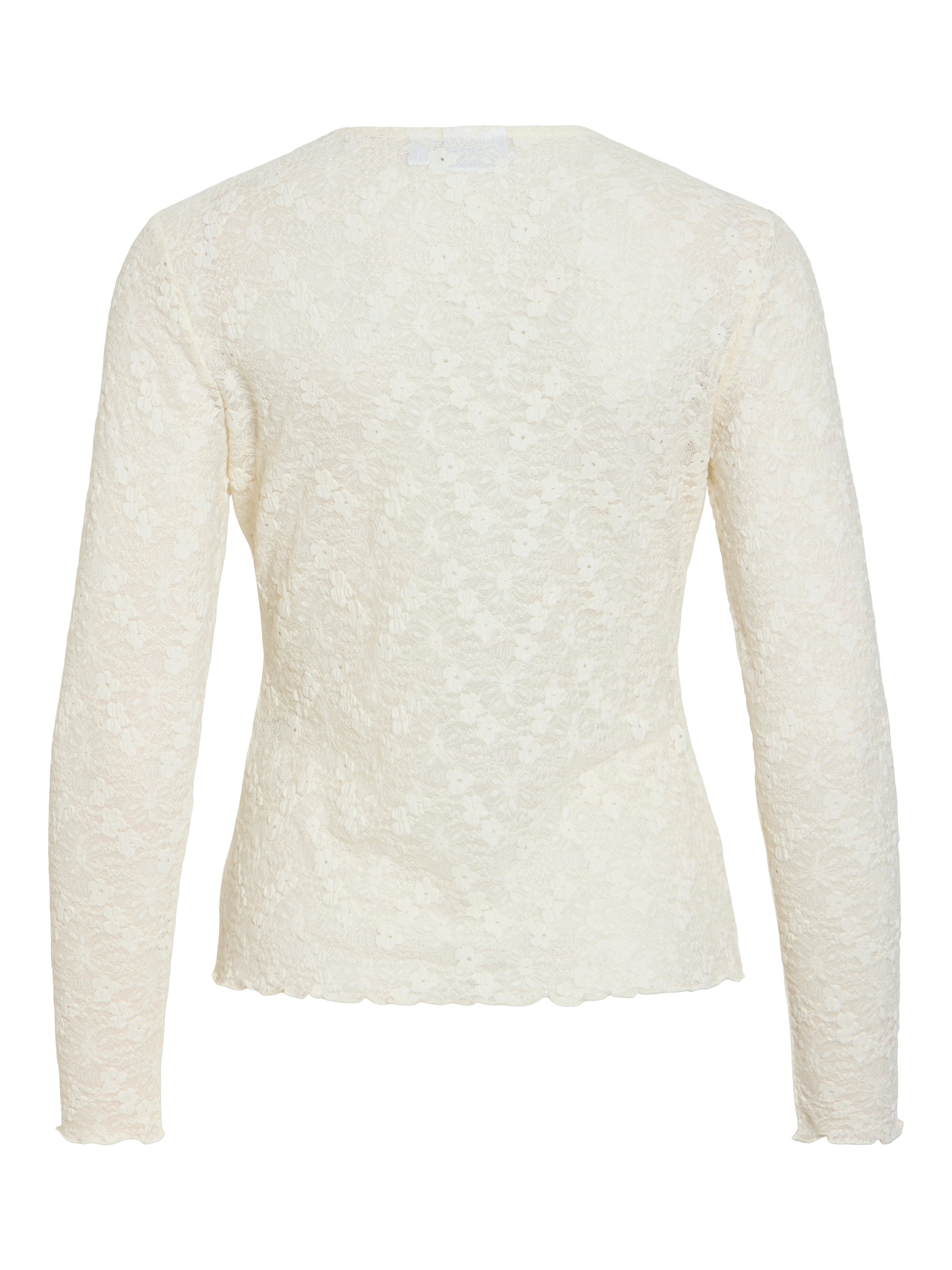 Vila Spitzenshirt »VIFAY O-NECK L/S TOP - NOOS« Materialmix, enger Schnitt
