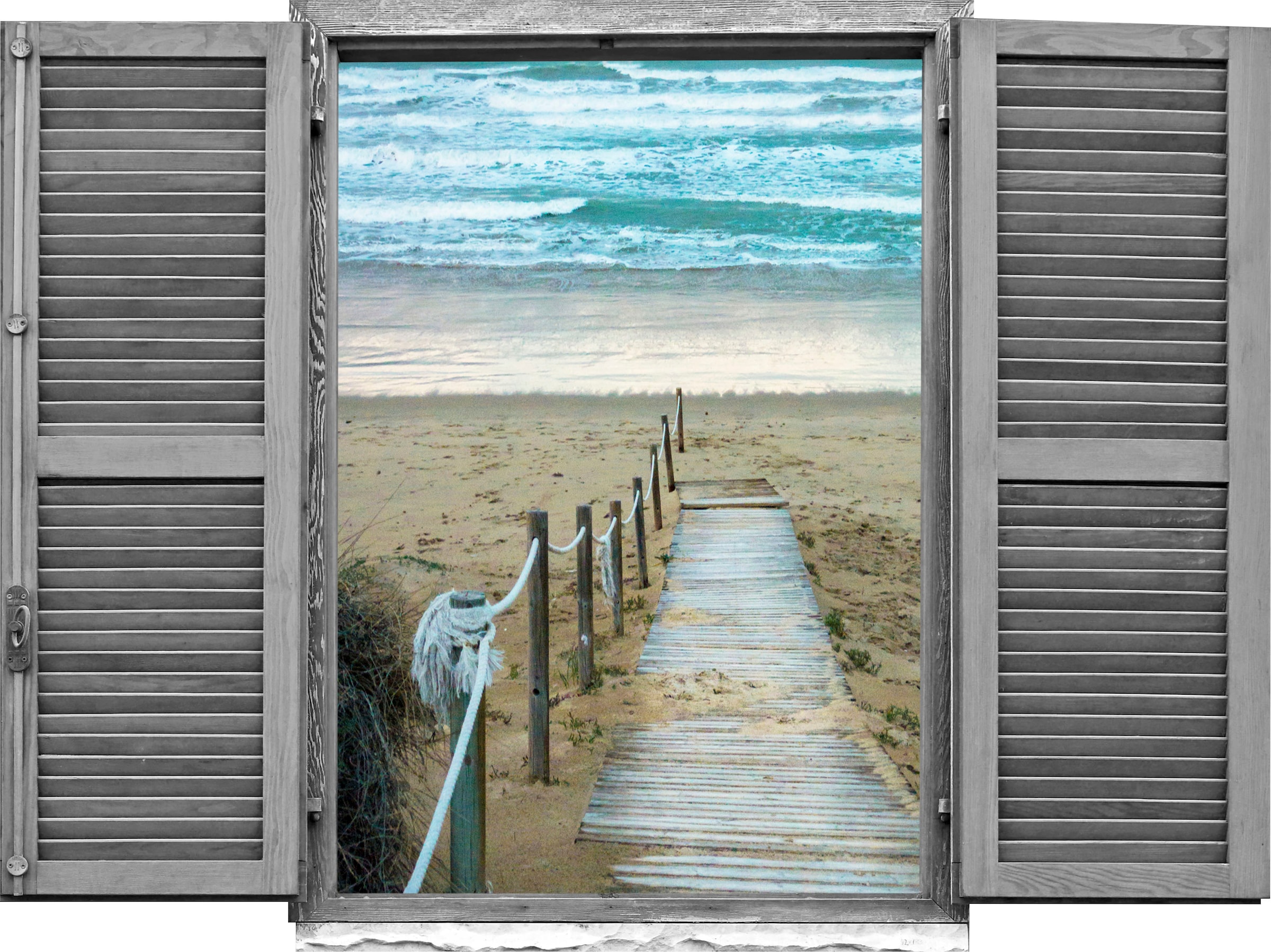 Image of queence Wandtattoo "Steg zum Meer" Wandsticker, Wandbild, selbstklebend, 3D, Fenster