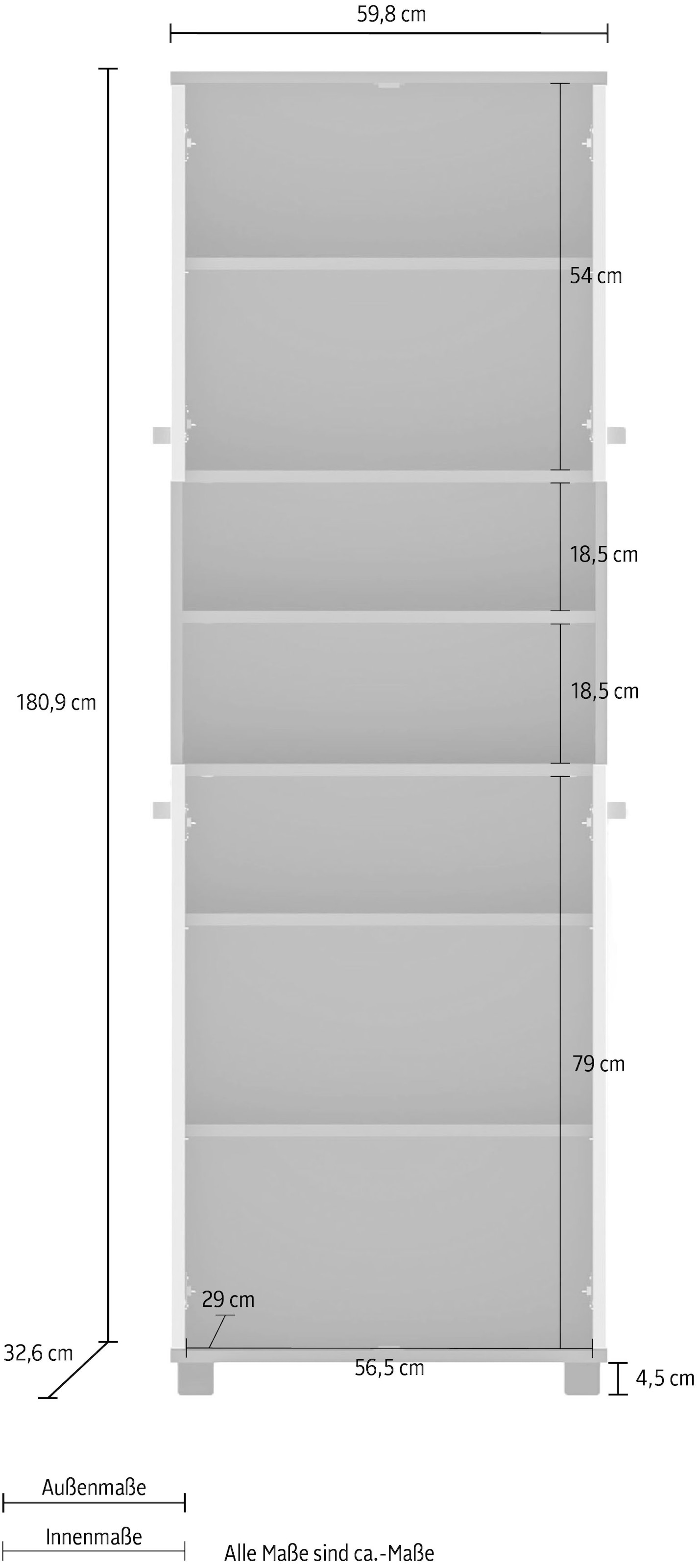 Schildmeyer Armoire intermédiaire »ADANA Badezimmerschrank, Höhe 180,9 cm, 4 Türen, MADE IN GERMANY« 1 cuis tlg. Façades MDF formées par thermoformage - embossage du cadre tout autour, FABRIQUÉ EN ALLEMAGNE
