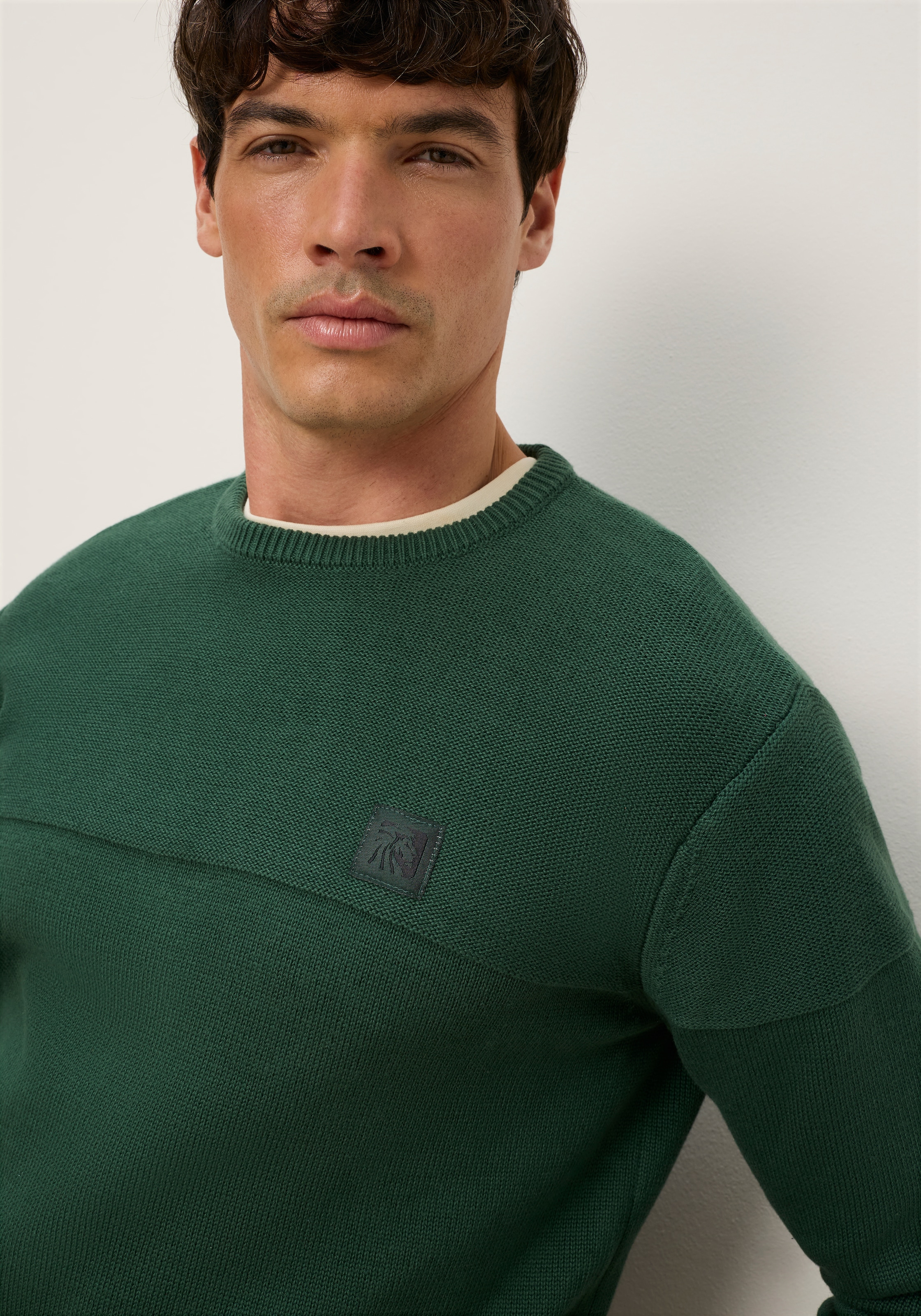 Image of Mans World Rundhalspullover "Neuen Kollektion Highlight 2 Strickstrukturen" aus Strick, mit Rippbündchen am Ausschnitt, reguläre Passform