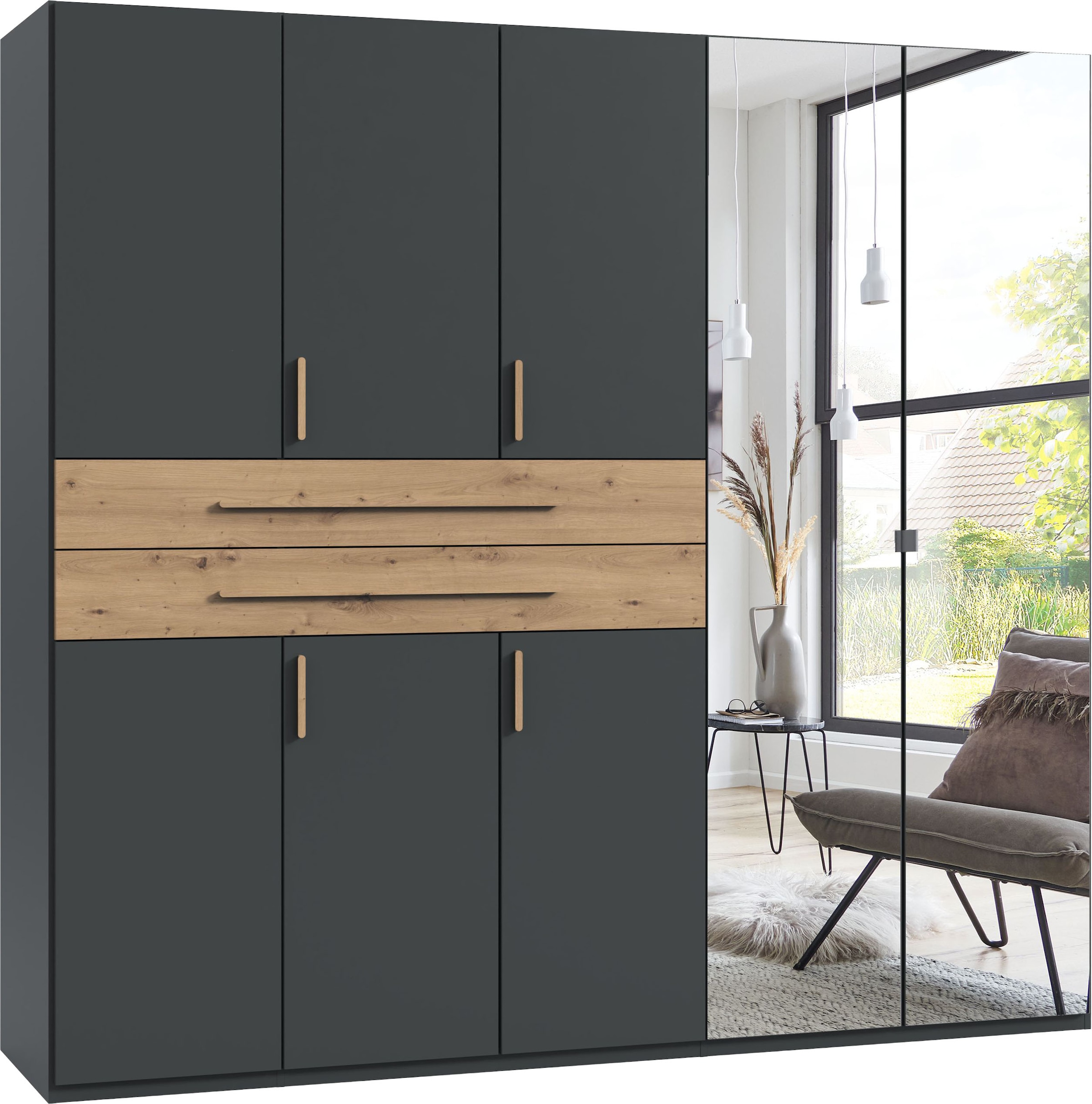 Image of Wimex Drehtürenschrank "Digit Kleiderschrank wahlweise mit oder ohne Spiegel" Schlafzimmer Schrank Bestseller im modernem Design, erhältlich in den Breiten 225cm oder 270cm (mit 8 oder 10 Türen)