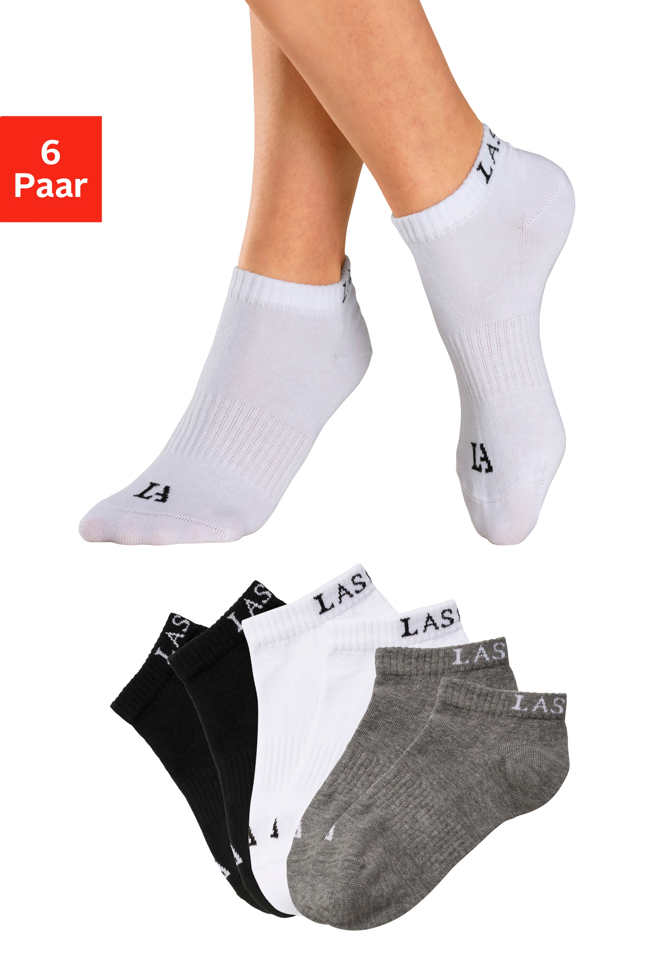 Image of LASCANA ACTIVE Sneakersocken, (6 Paar), mit eingestricktem Marken Logo bei Ackermann Versand Schweiz