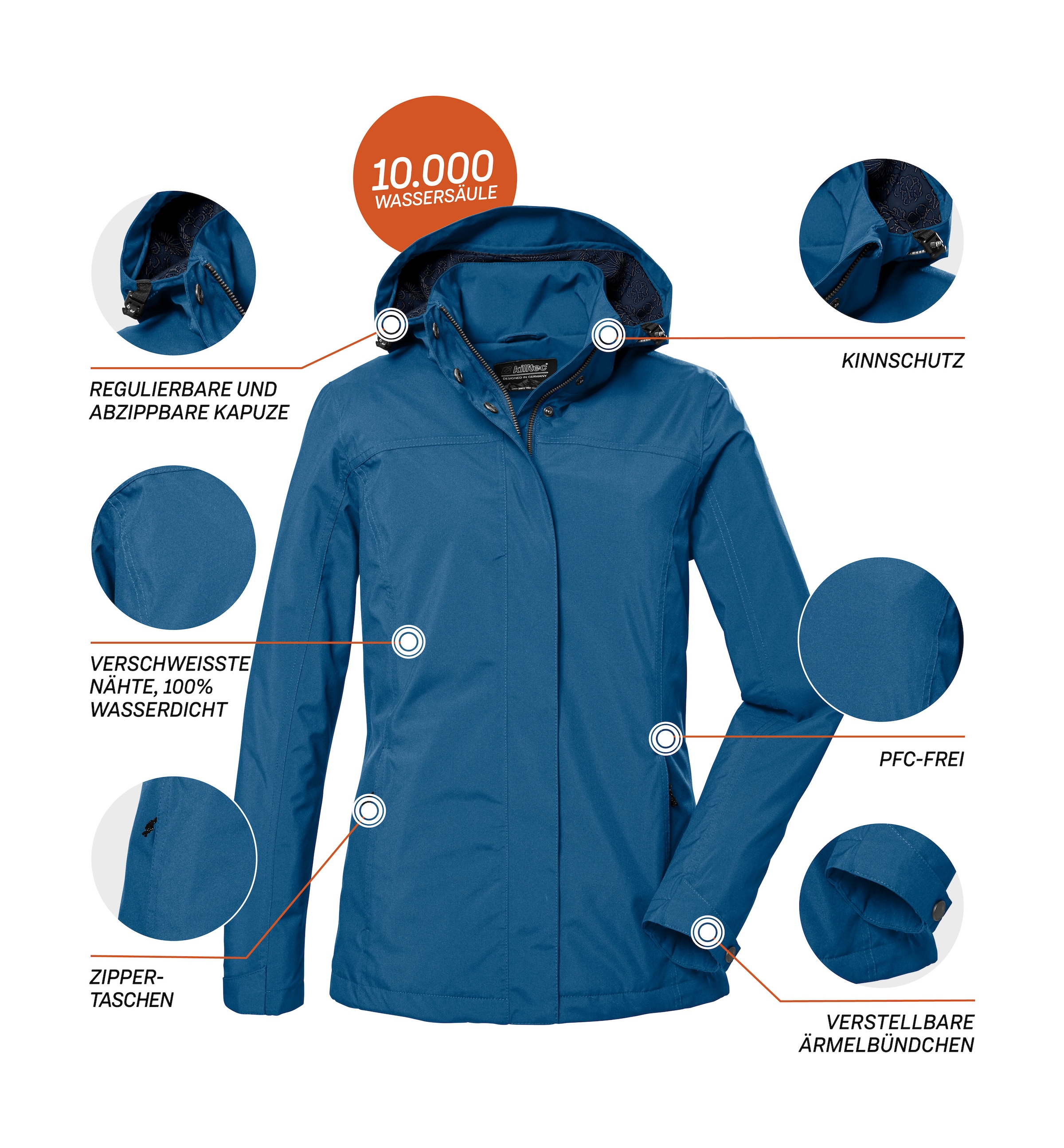 Killtec Outdoorjacke »KOS 42 WMN JCKT«, Wasser- u winddicht, atmungsaktiv, Kapuze abzippbar, Ärmel verstellbar