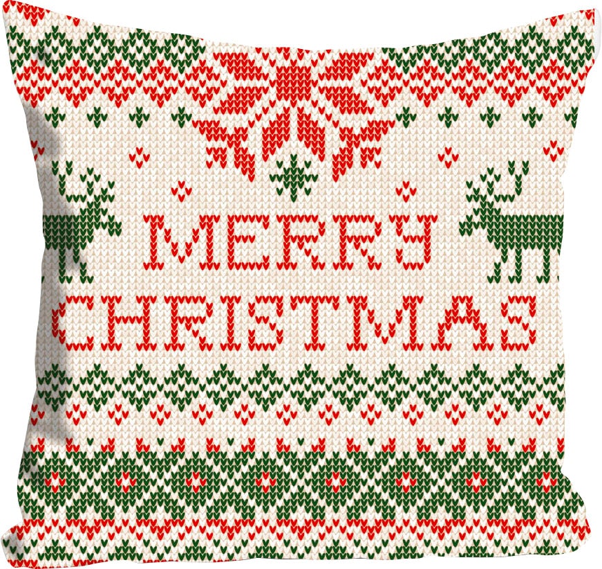 Dekokissen »MERRY CHRISTMAS«, mit weihnachtlichem Schriftzug, Kissenhülle ohne...