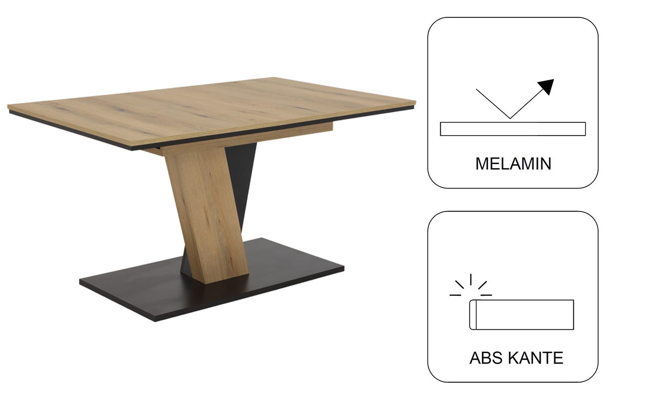 GOODproduct Table de salle à manger à colonne »Altona« Esstisch, Küchentisch, ausziehbar auf 180 cm