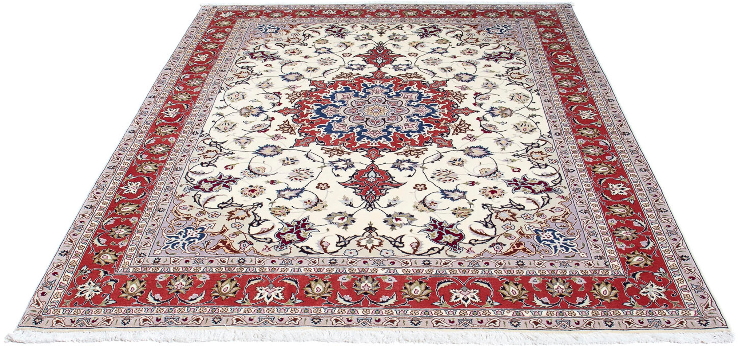 Image of morgenland Orientteppich »Perser - Täbriz - Royal - 194 x 154 cm - beige«, rechteckig, 7 mm Höhe, Wohnzimmer, Handgeknüpft, Einzelstück mit Zertifikat bei Ackermann Versand Schweiz