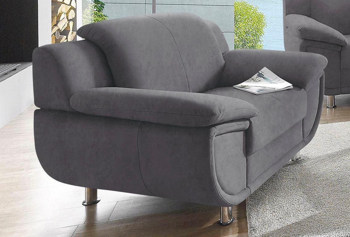 TRENDMANUFAKTUR Sessel »Rondo, Breite 121 cm, breite Armlehnen, Füsse chromfarben« Big-Sessel wahlweise mit Federkern, bequem