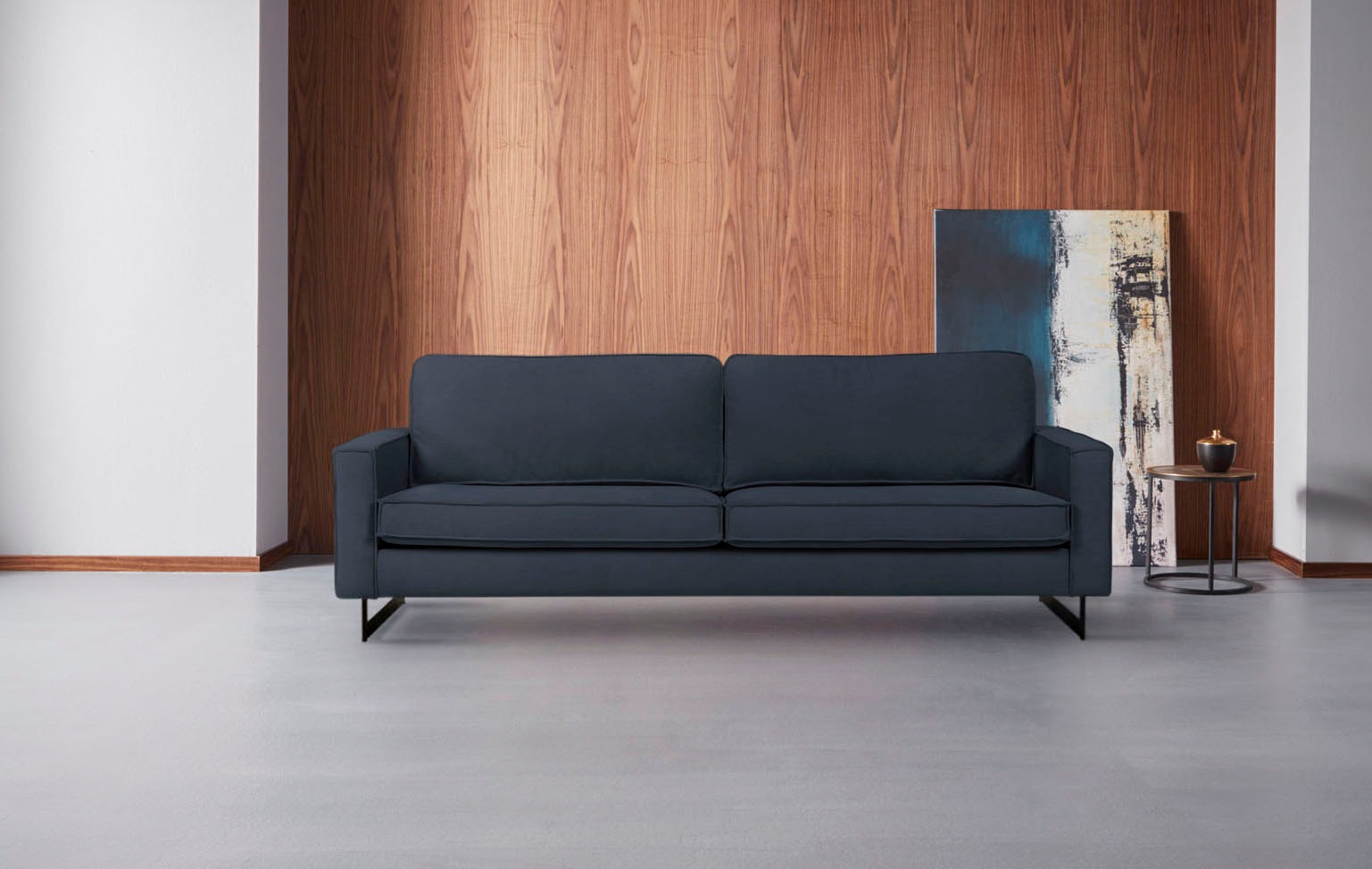 Places of Style 3-Sitzer »Maxi-Ausführung Pinto, 236 cm, Cord, Chenille, Lederoptik«, mit Keder, schwarze Metallfüsse, Wellenunterfederung