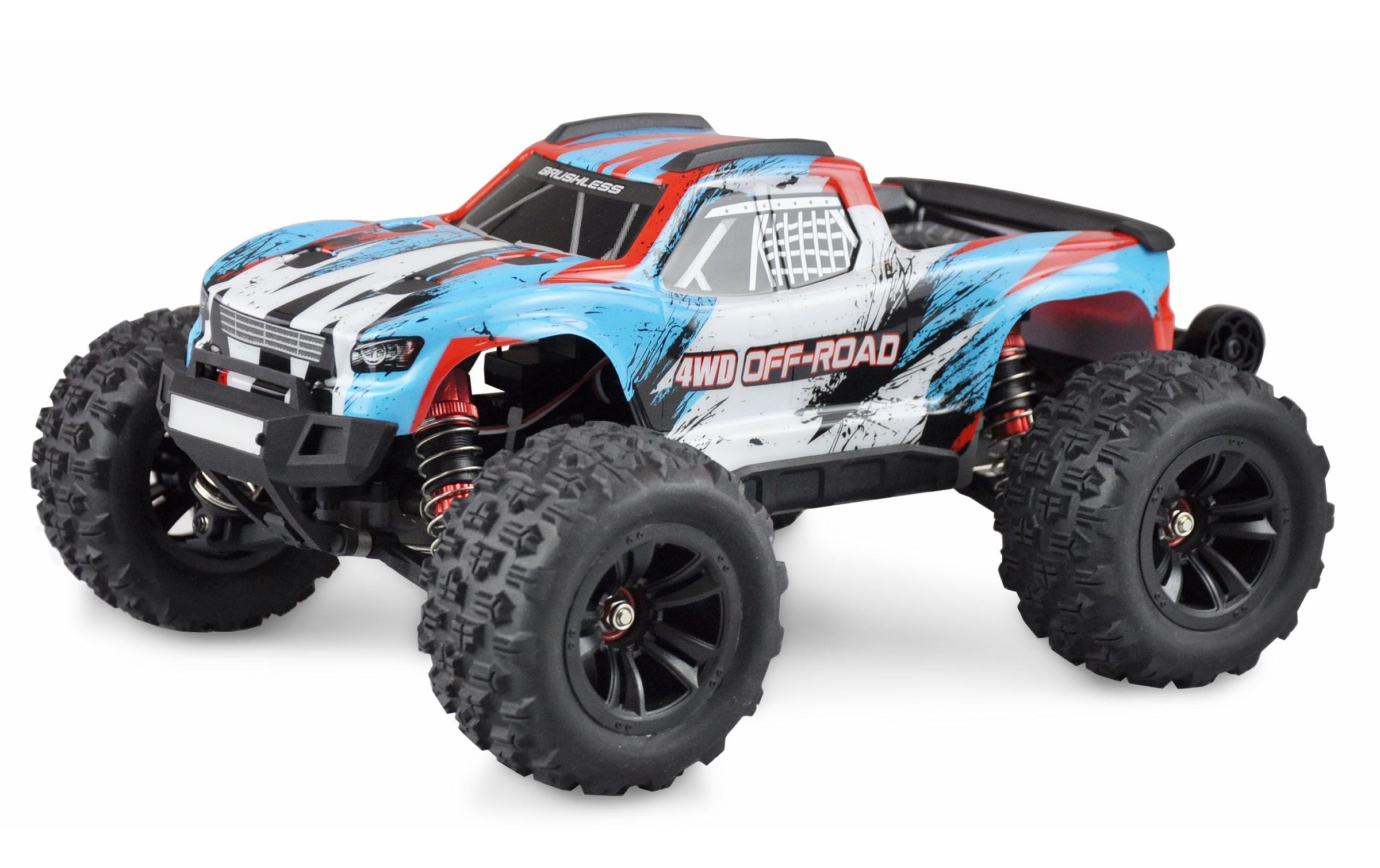 Amewi RC-LKW »Monster Truck Hyper GO Brushless 4WD, Blau/Weiss, RTR«