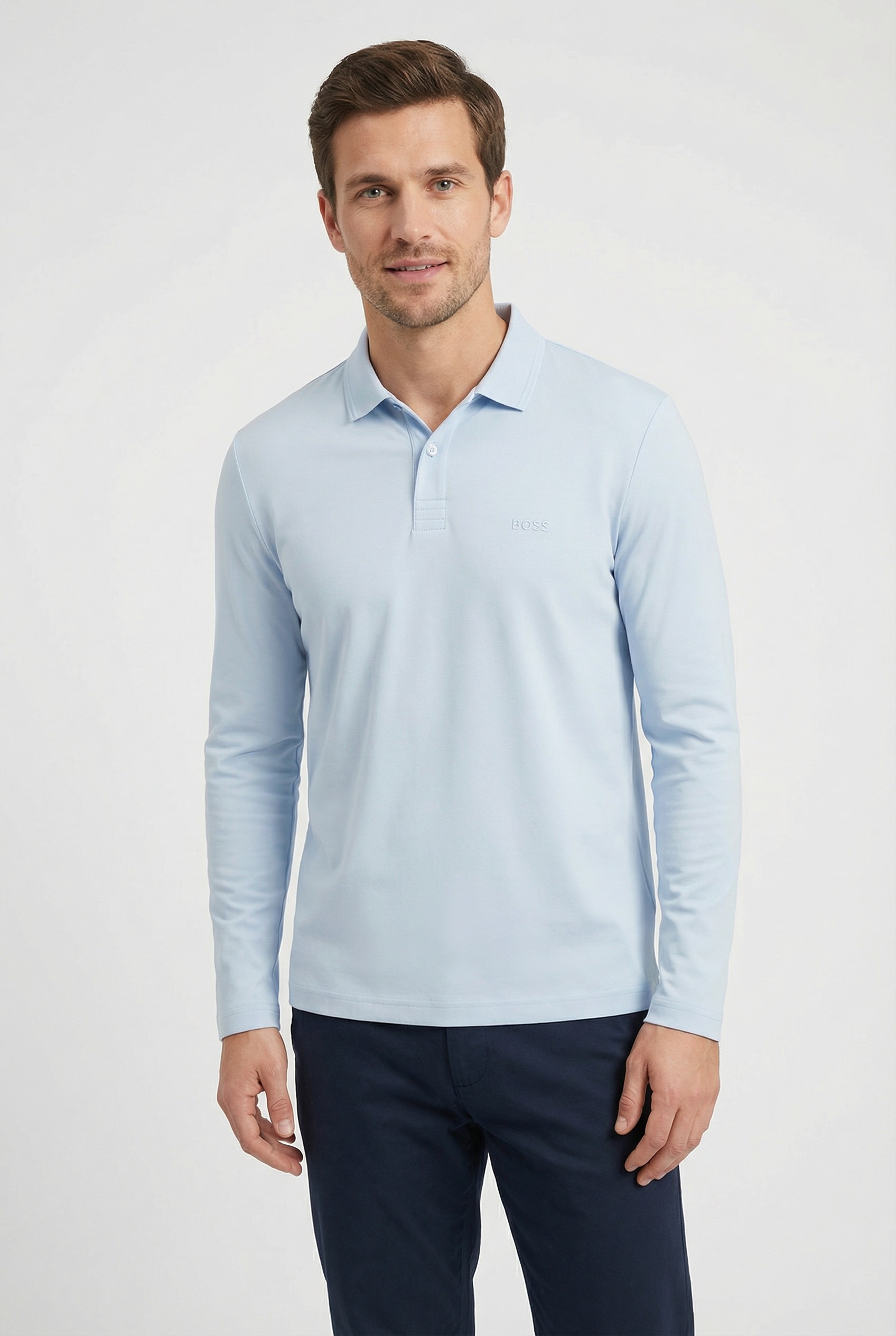 Image of BOSS GREEN Langarm-Poloshirt "Pirol" Langarm, regular fit, Logo-Stickerei