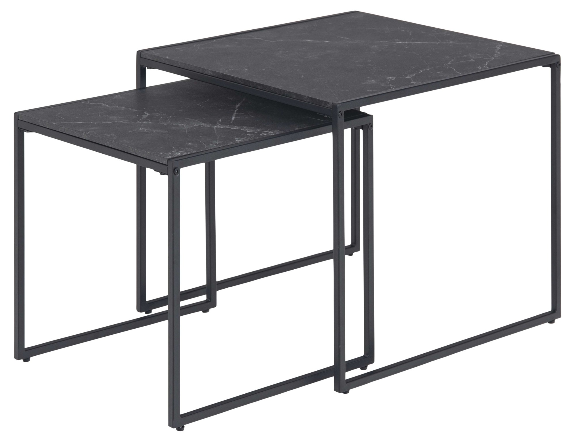 ACTONA GROUP Beistelltisch »Infinity« Set, 3 Stück,  Satz mit Tischen, Schlittenbeine aus schwarzem Metall, (Set, 2 st)