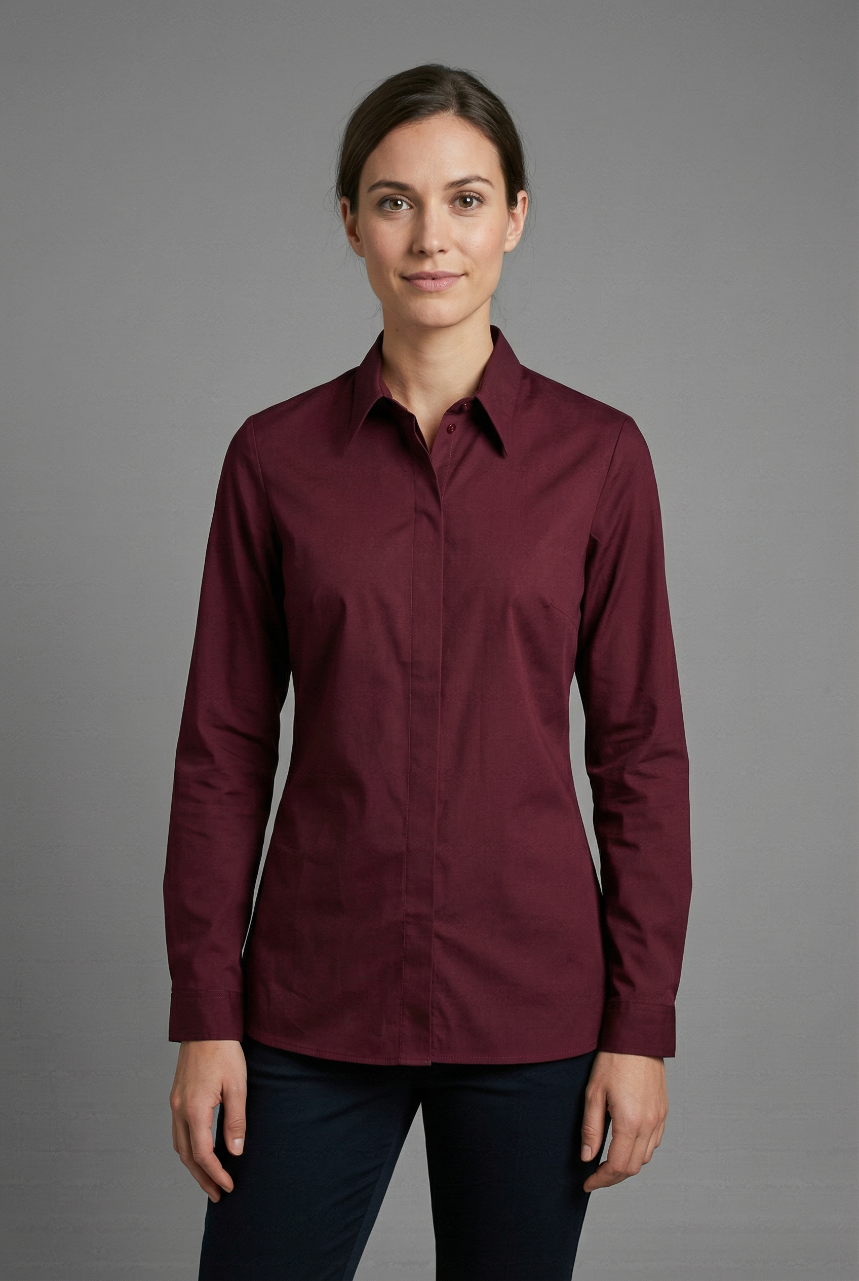 Image of bonprix Langarmbluse "Long-Stretch-Bluse" lockere Passform, mit Stehkragen, mit verdeckter Knopfleiste