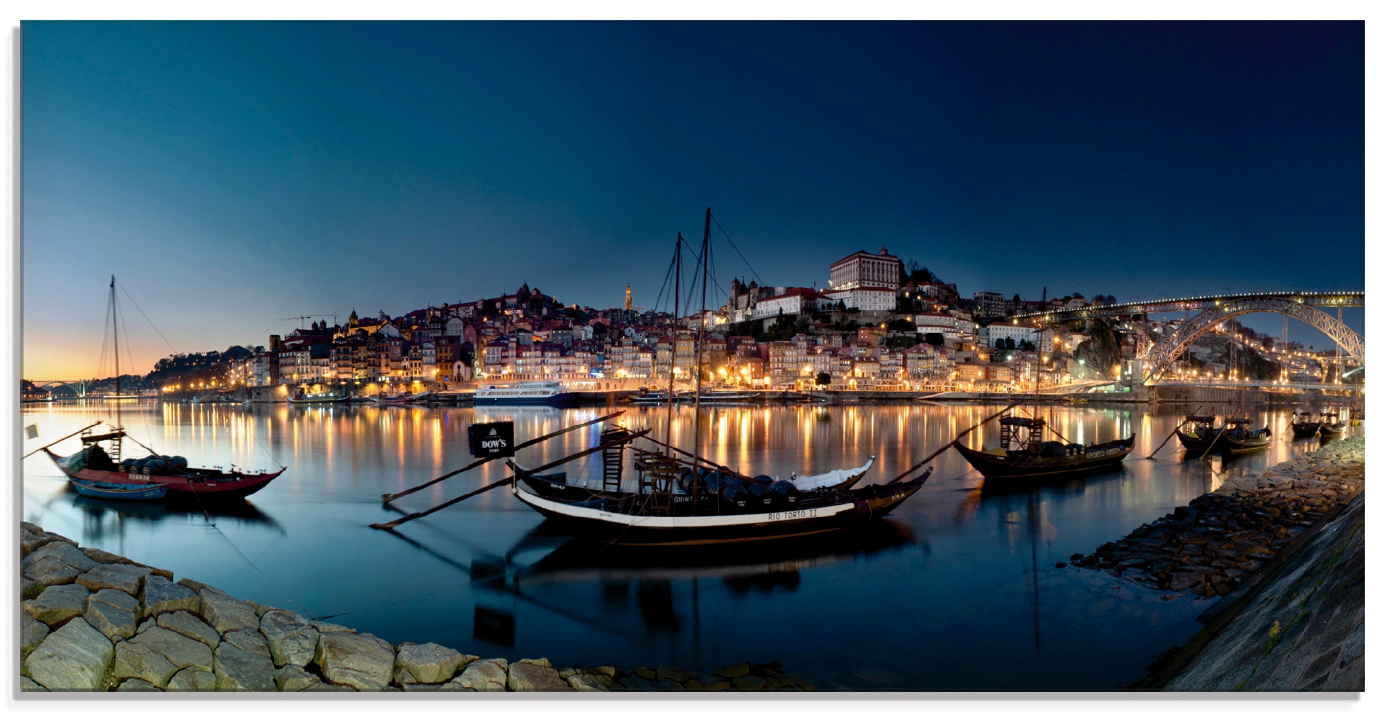 Image of Artland Glasbild "Porto - Nachtpanorama" Europa 1 Stk. tlg. in verschiedenen Grössen
