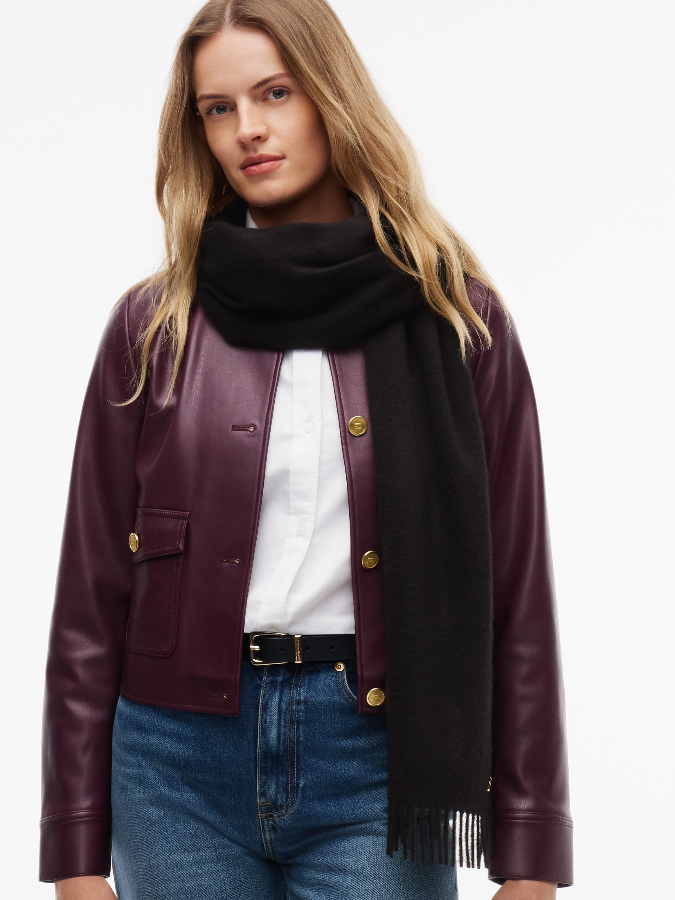 Image of Tommy Hilfiger Loop "CASHMERE WOVEN SCARF" Regular fit mit Fransen