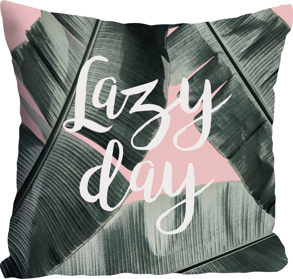 queence Dekokissen »Lazy Day« Kissenhülle,Lazy Day,Federn,Ruhig,Entspannt,Gemütlich,Natur