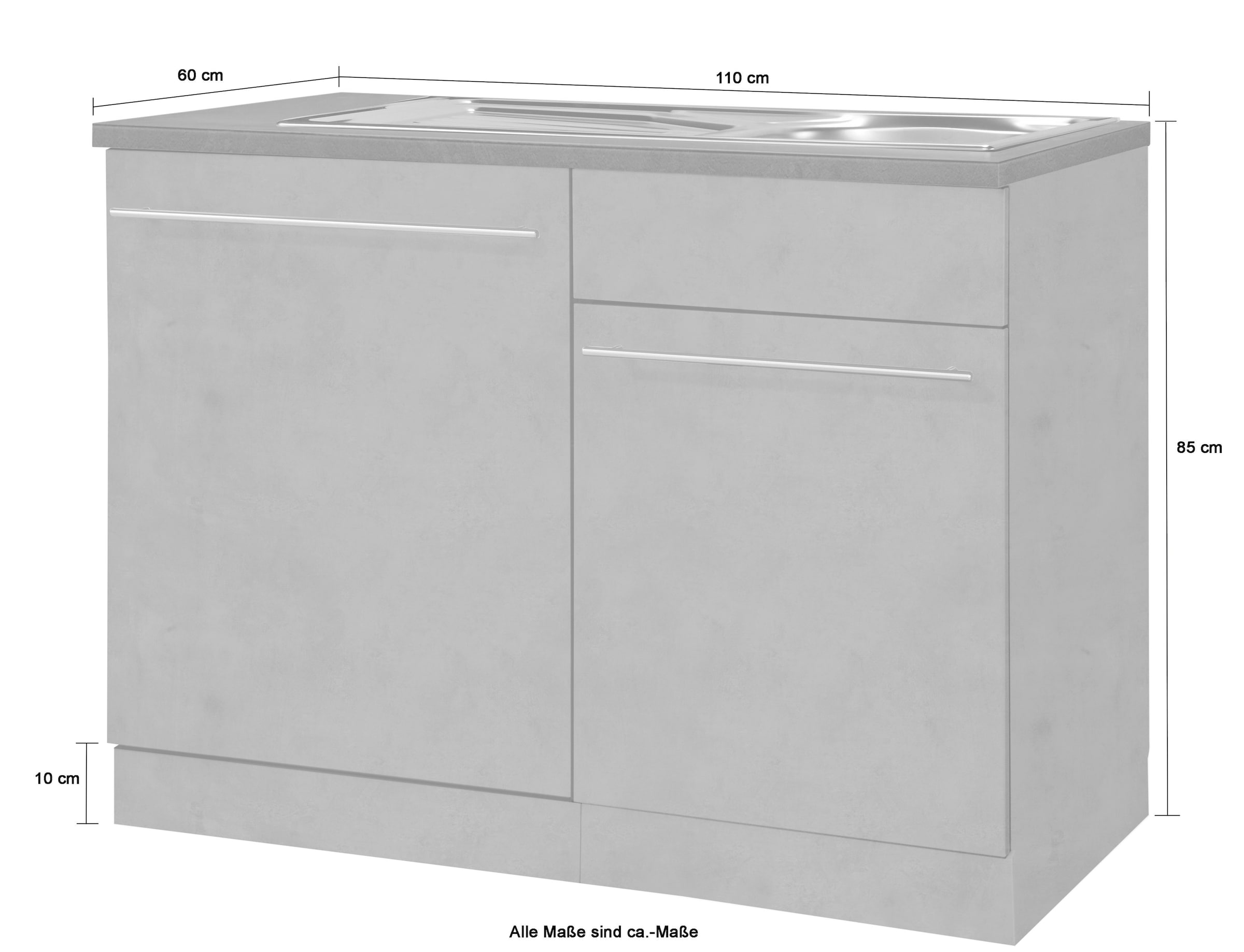 wiho Küchen Spülenschrank »Chicago«, 110 cm breit, inkl. Tür/Sockel für Geschirrspüler