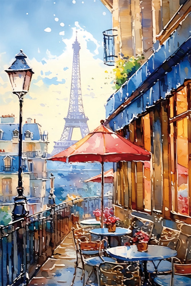 Image of Bönninghoff Leinwandbild "Wandbild CAFE IN PARIS 60x90 cm – Leinwandbild Keilrahmen Deko modern" Cafe Frankreich Gebäude Paris Restaurant & Cafés Stadt Städte 1 Stk. tlg. auf Keilrahmen gespannt