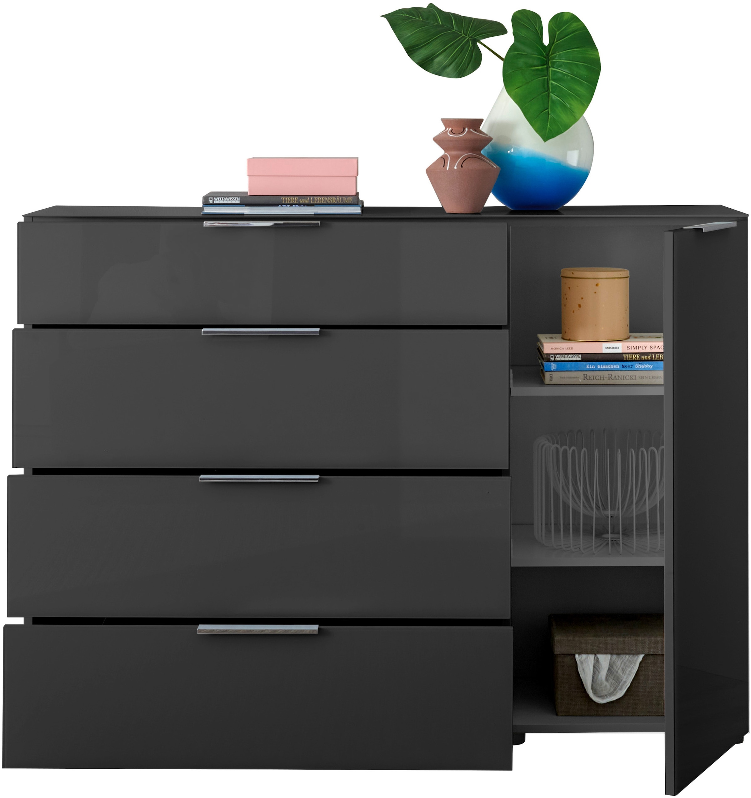 HBZ Commode »Santorin, BxHxT 135x99x40 cm« 1 cuis tlg. Largeur 135 cm, softclose pour portes et tiroirs, revêtement mélaminé