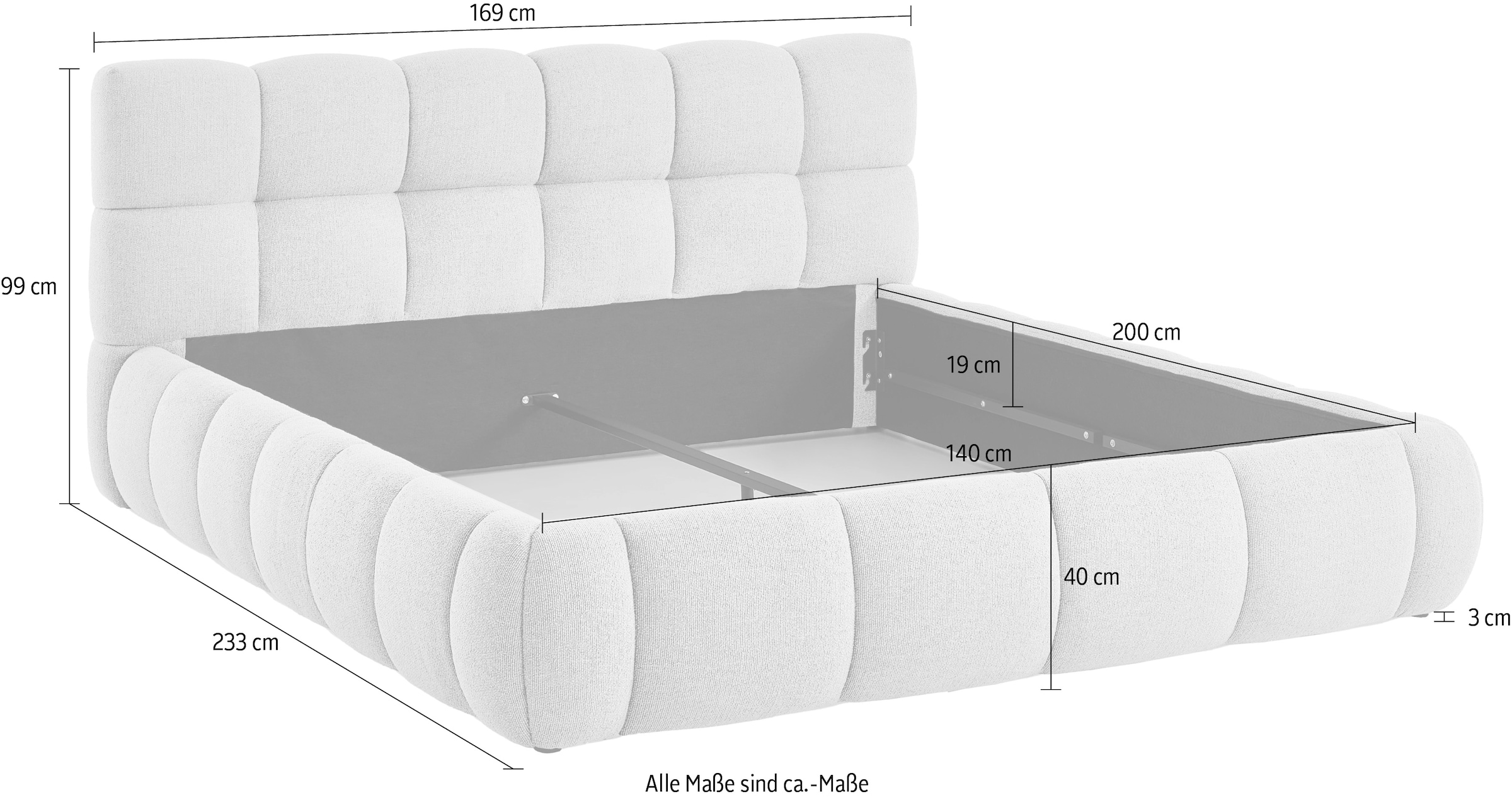 GOODproduct Polsterbett »Sennor mit schönem gepolsterten Kopfteil« Polsterbett, Bezug mit Melange-Effekt