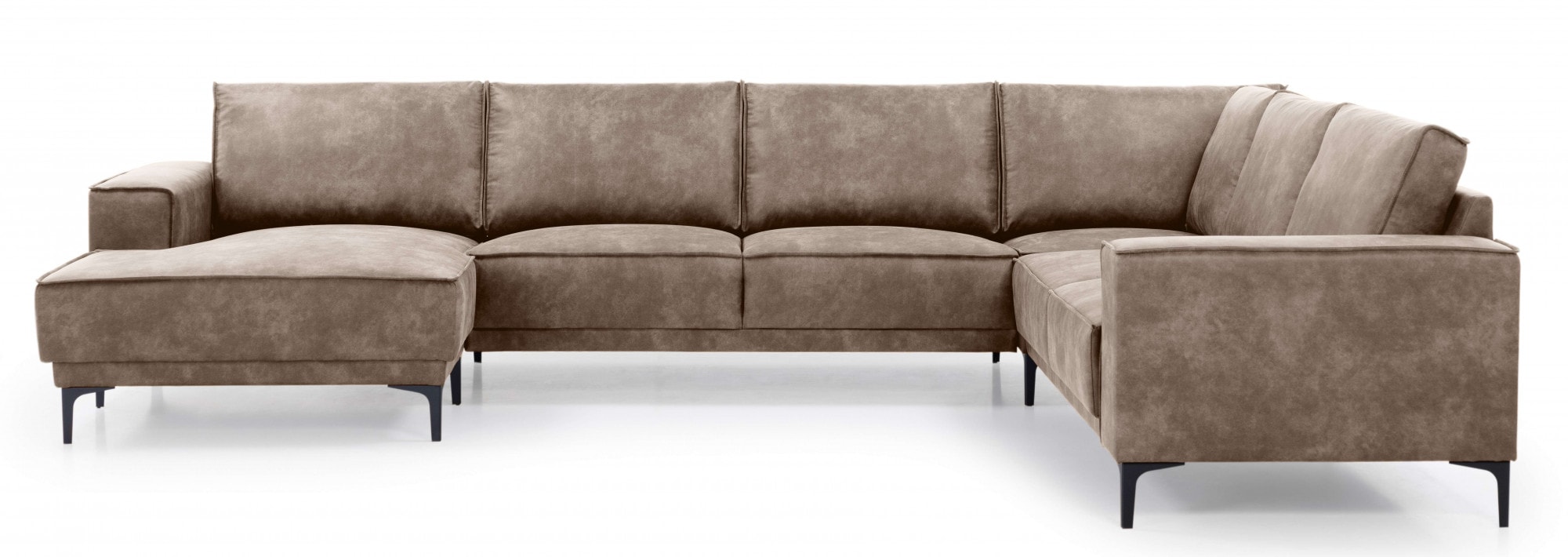 Places of Style Wohnlandschaft »XXL Sofa Oland, Struktur, Flachgewebe, Luxus-Microfaser, Boucle«, U-Form, 342 cm, Wellenunterfederung, Skandi-Design, Metallfüsse