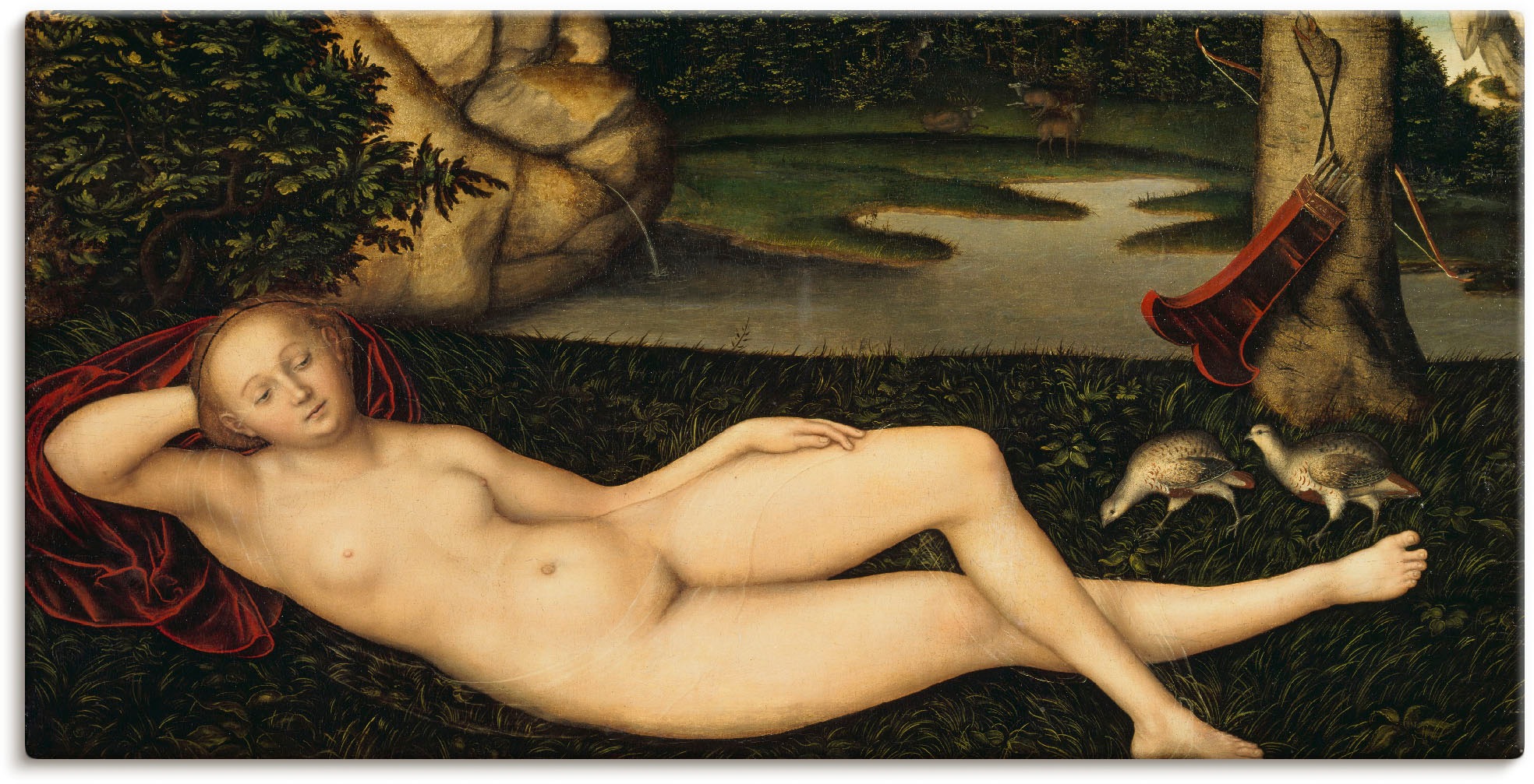 Image of Artland Wandbild »Ruhende Quellnymphe. 1530-35«, Frau, (1 St.), in vielen Grössen & Produktarten -Leinwandbild, Poster, Wandaufkleber / Wandtattoo auch für Badezimmer geeignet bei Ackermann Versand Schweiz