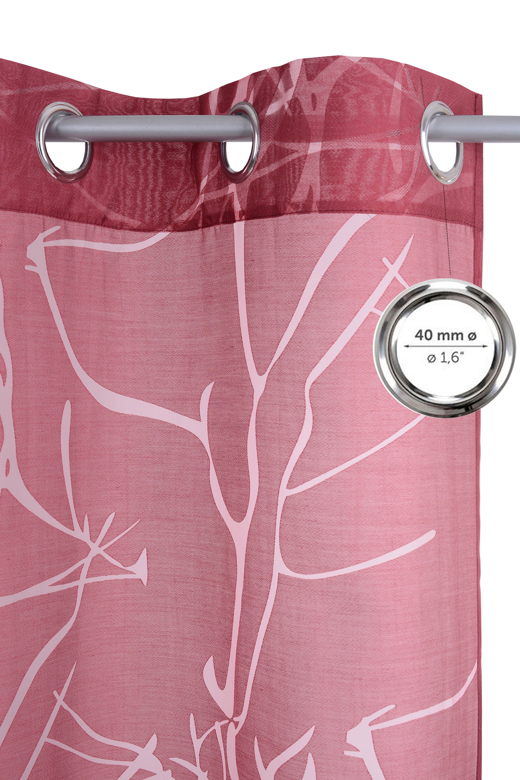 my home Rideau »Anna« Oeillets 1 cuis tlg. Bestseller, Äste-Motiv, Viskose, Polyester