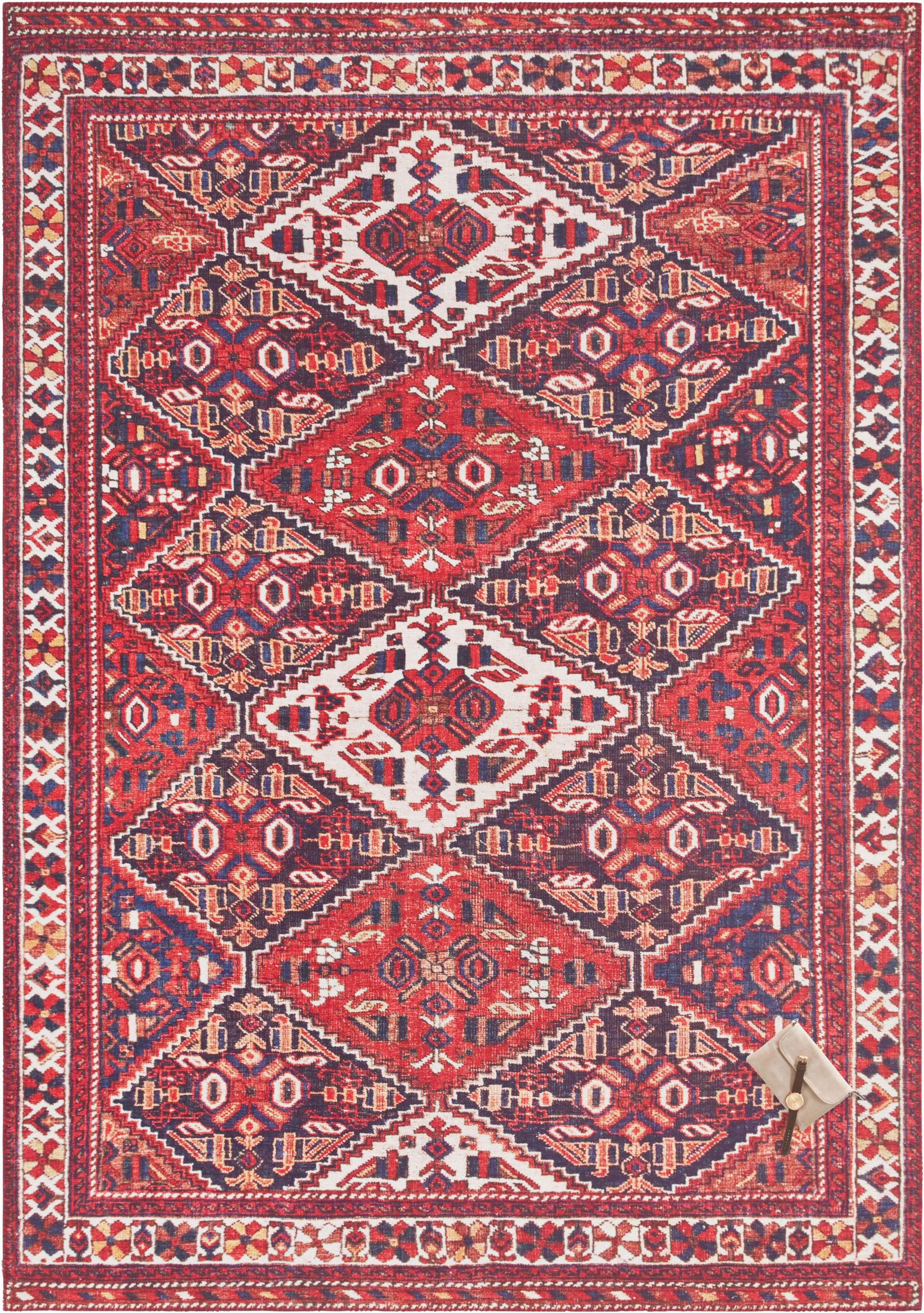 Image of ELLE DECORATION Teppich »Afghan Kelim«, rechteckig, 5 mm Höhe, Orient Optik, Vintage Design, Wohnzimmer, Schlafzimmer, Robust, Pflegeleicht, gekettelt, kräftige Farben bei Ackermann Versand Schweiz
